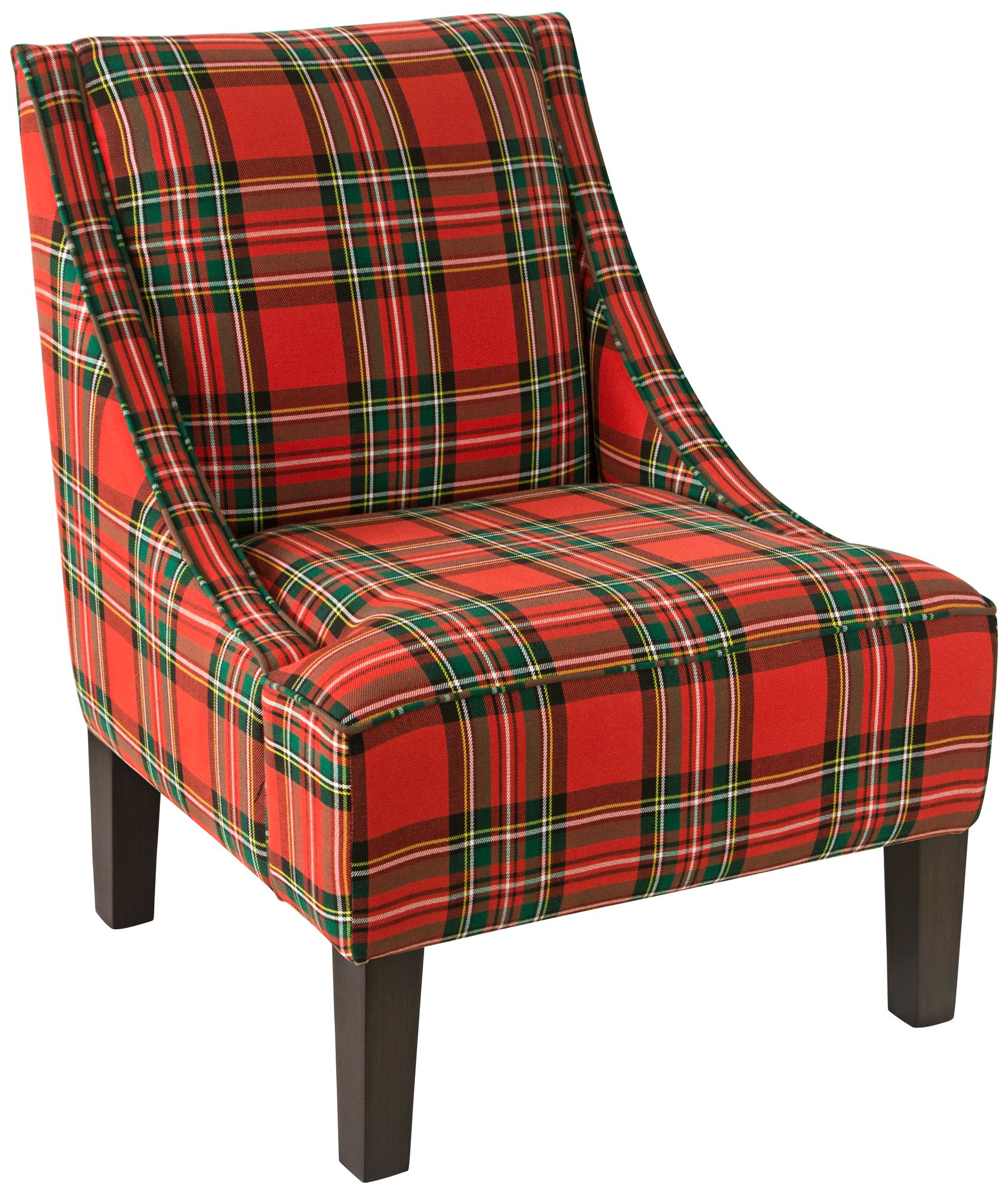 Uptown Ancient Stewart Red Fabric Swoop Armchair