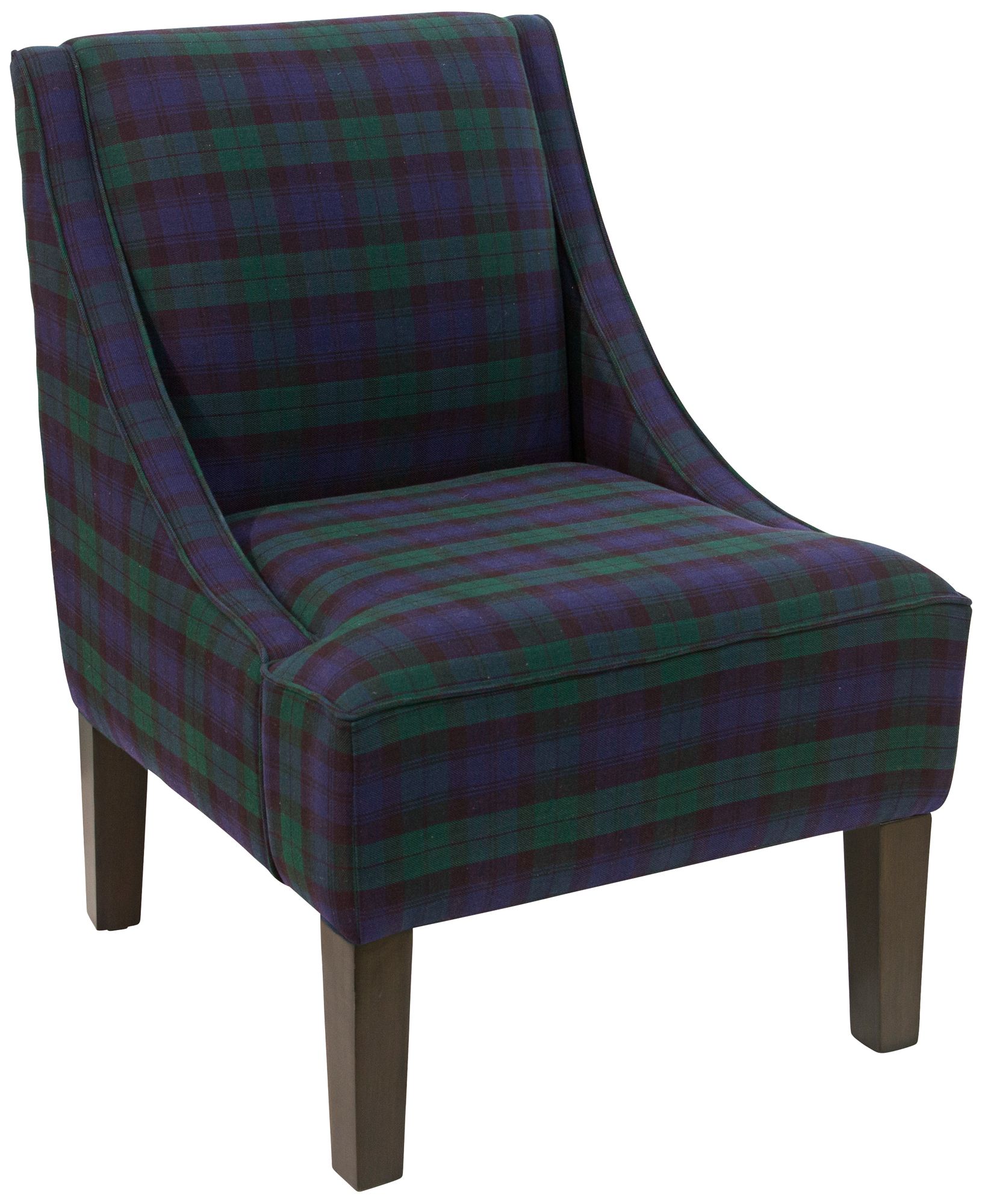 Uptown Blackwatch Fabric Swoop Armchair