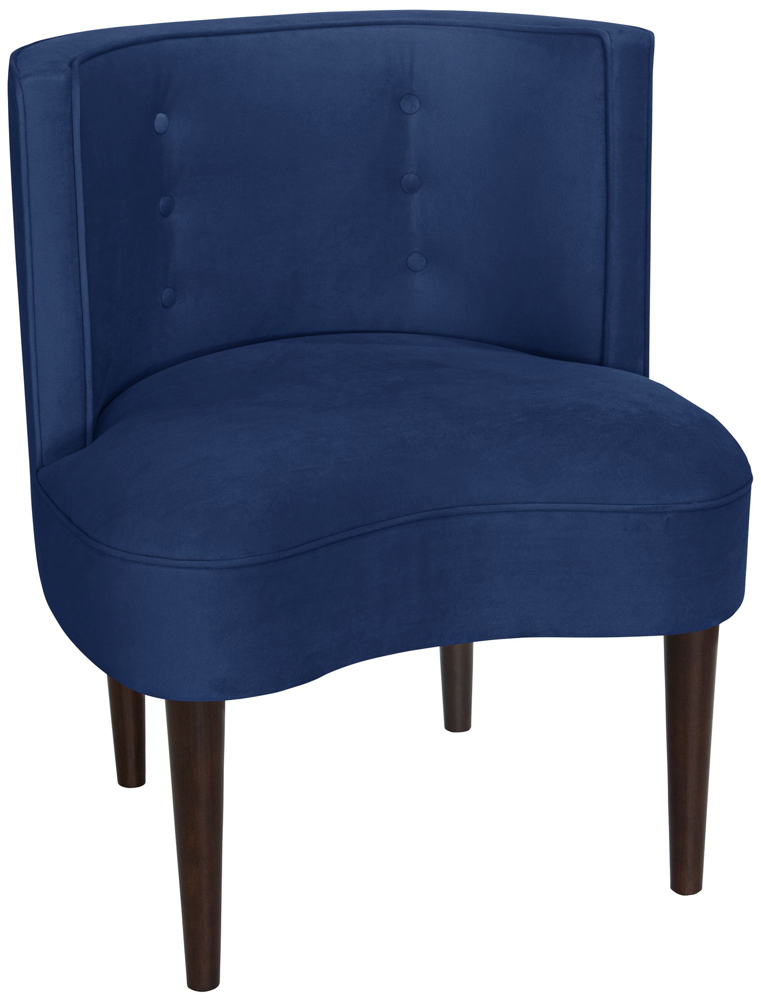 Curve Ball Velvet Navy Blue Fabric Armless Accent Chair 12R89