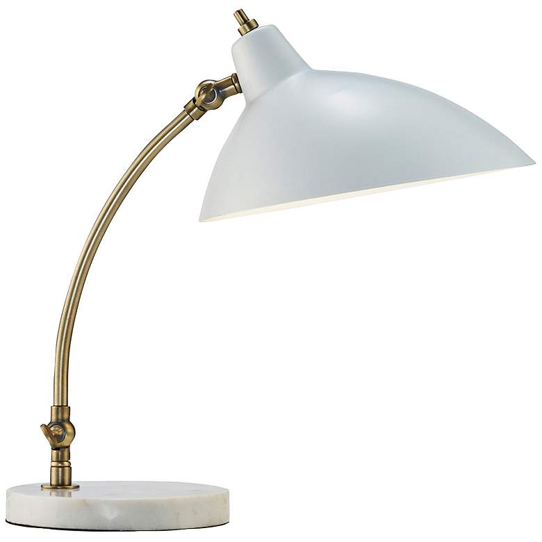 Image 2 Peggy Antique Brass and White Adjustable Desk Lamp