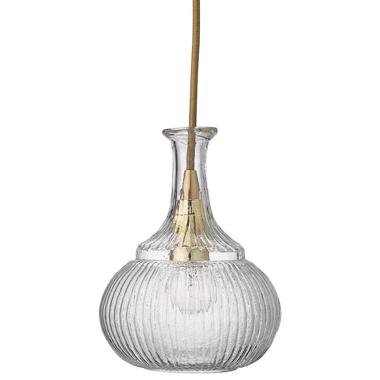 Oliva 6 1/2&quot; Wide Clear Glass with Brass Mini Pendant