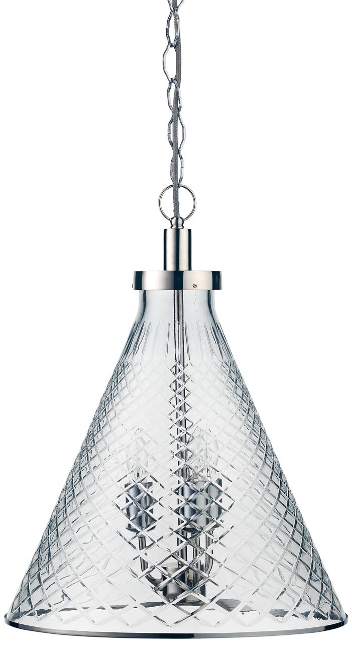 Zenith 17 3/4" Wide Clear Glass with Nickel Pendant Light