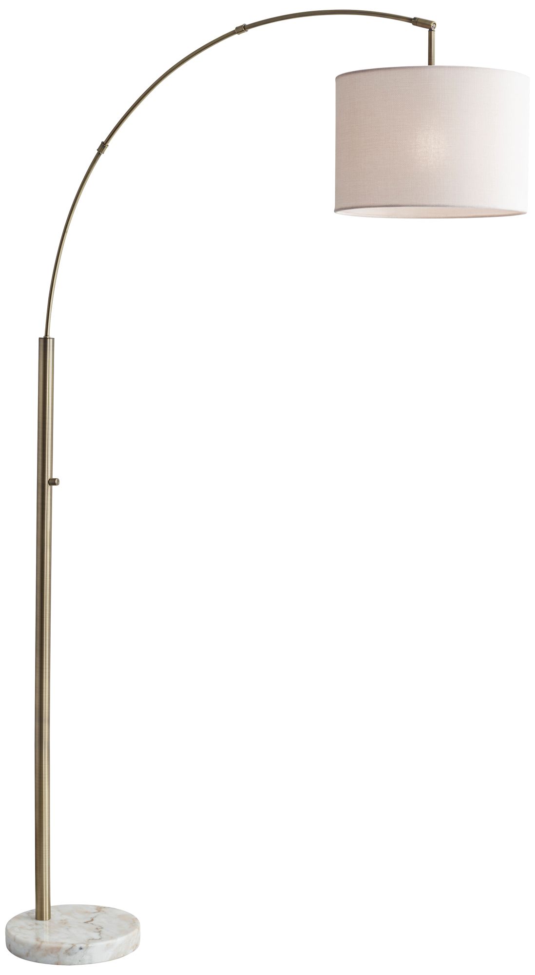 Adesso Bowery 73 1/2" High Marble And Antique Brass Arc Floor Lamp