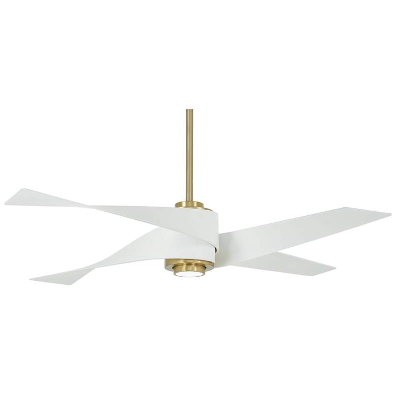 Image 2 64" Minka Aire Artemis IV Brass and White LED Ceiling Fan with Remote