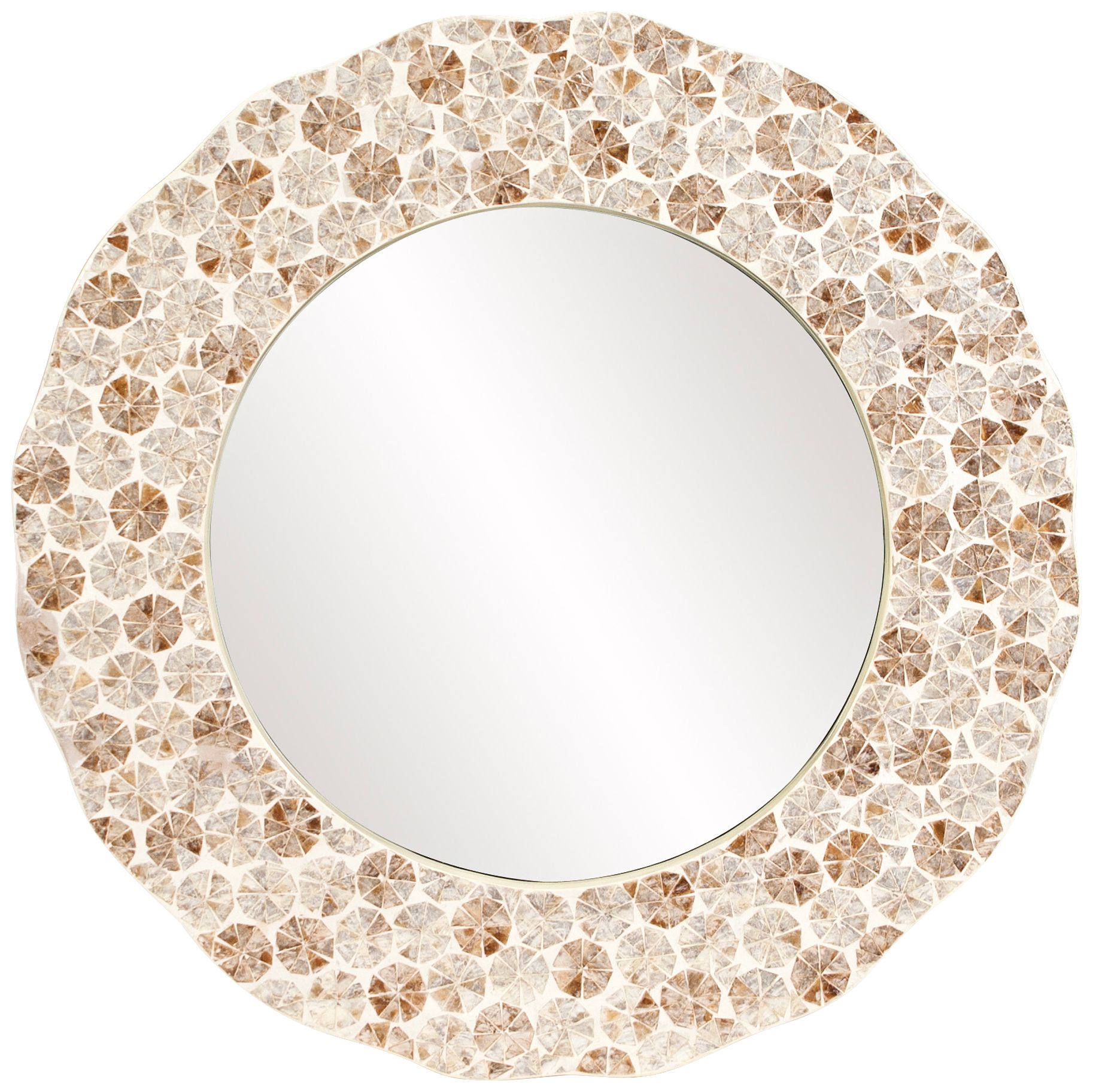 Antigua Glossy Cream 35 1/2" x 1/2 Round Wall Mirror