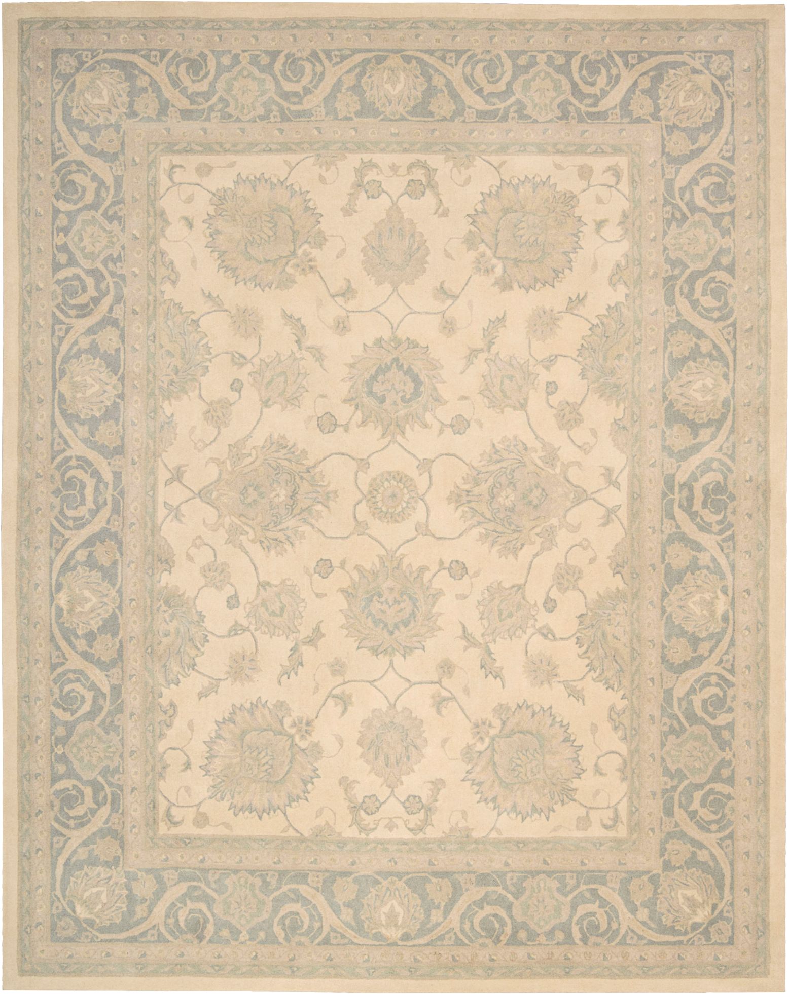 Royal Serenity SER01 Ivory Blue Wool Area Rug 