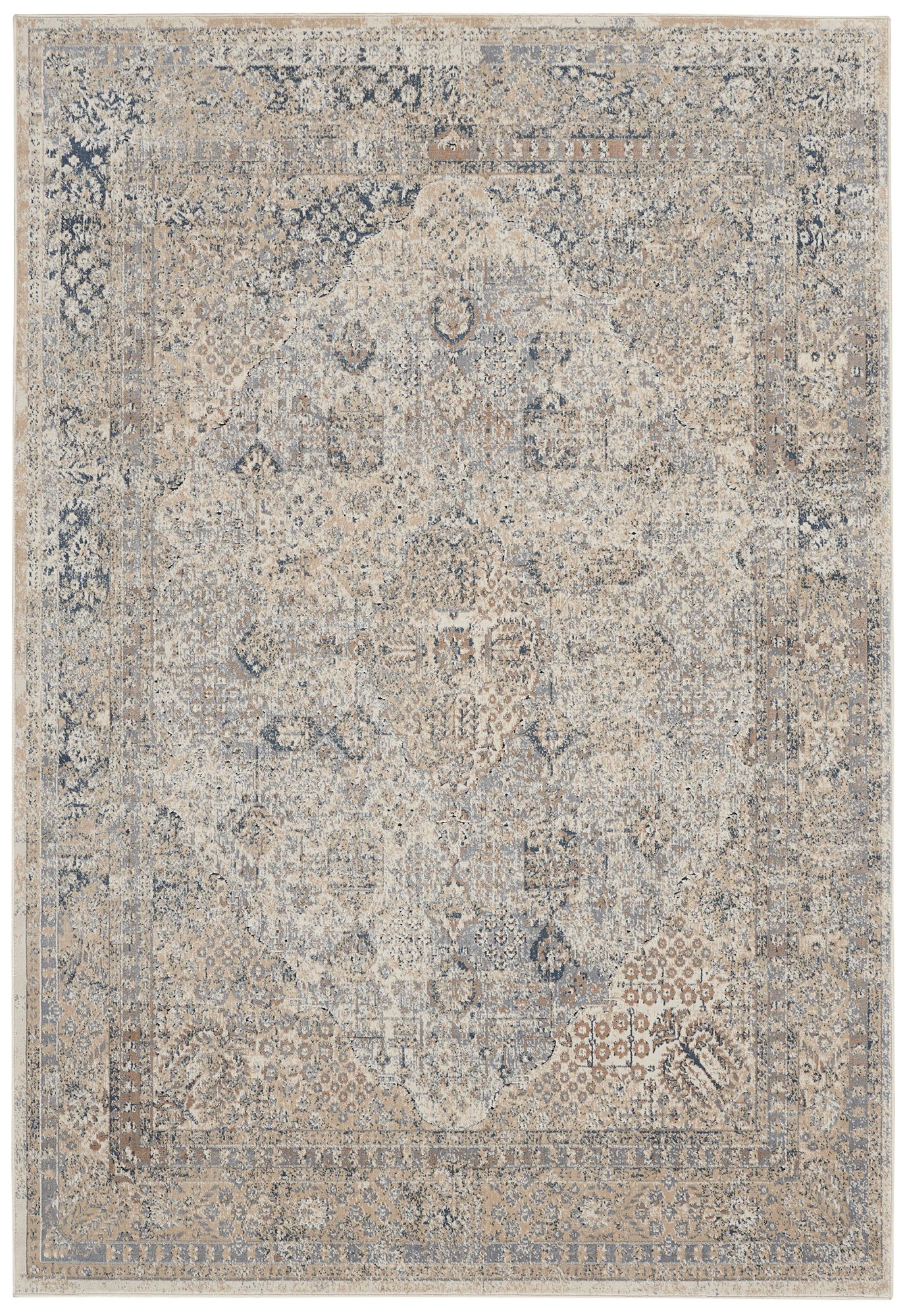 Nourison Malta MAI01 Ivory and Blue Area Rug 