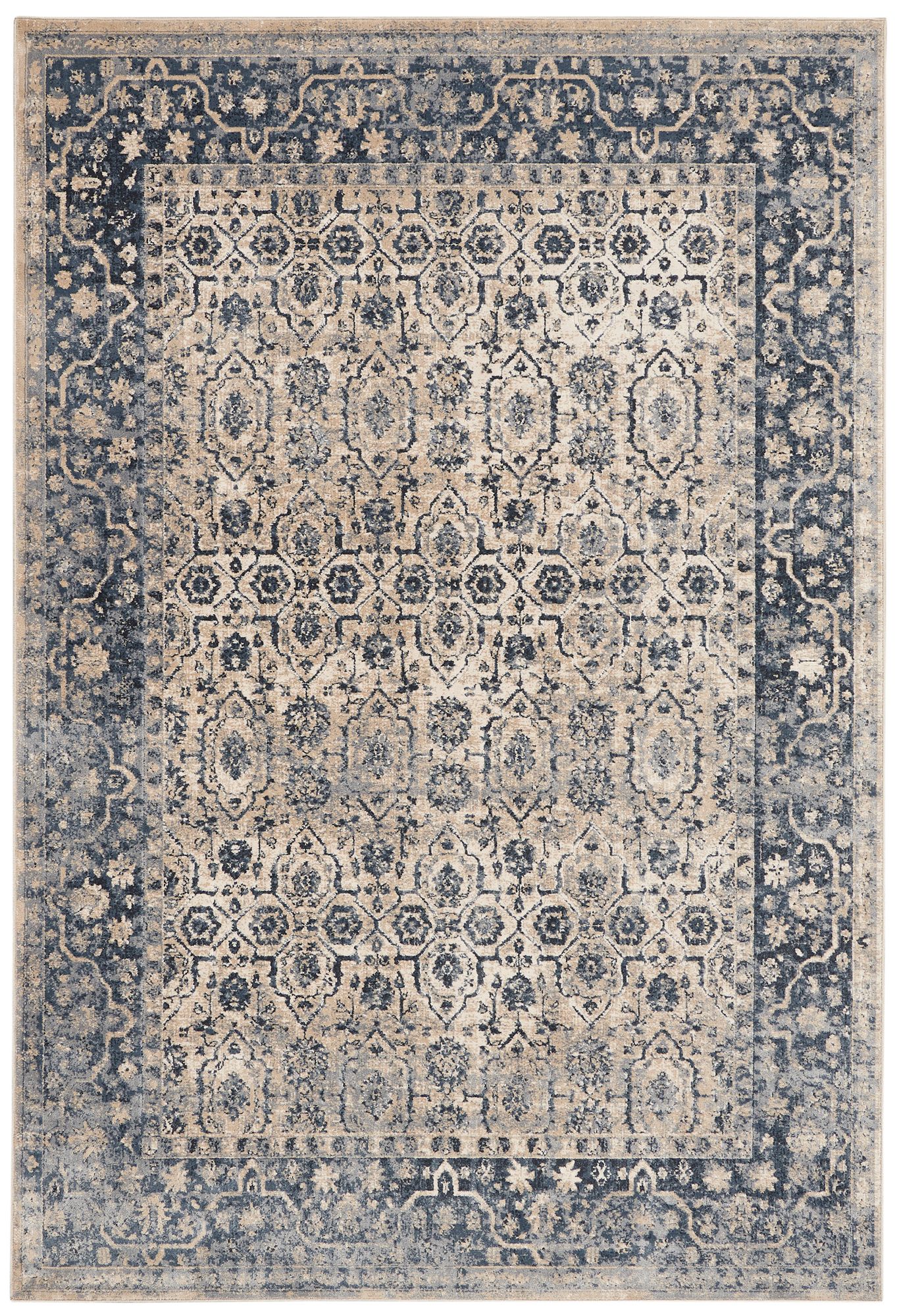 Nourison Malta MAI04 Ivory and Blue Area Rug 