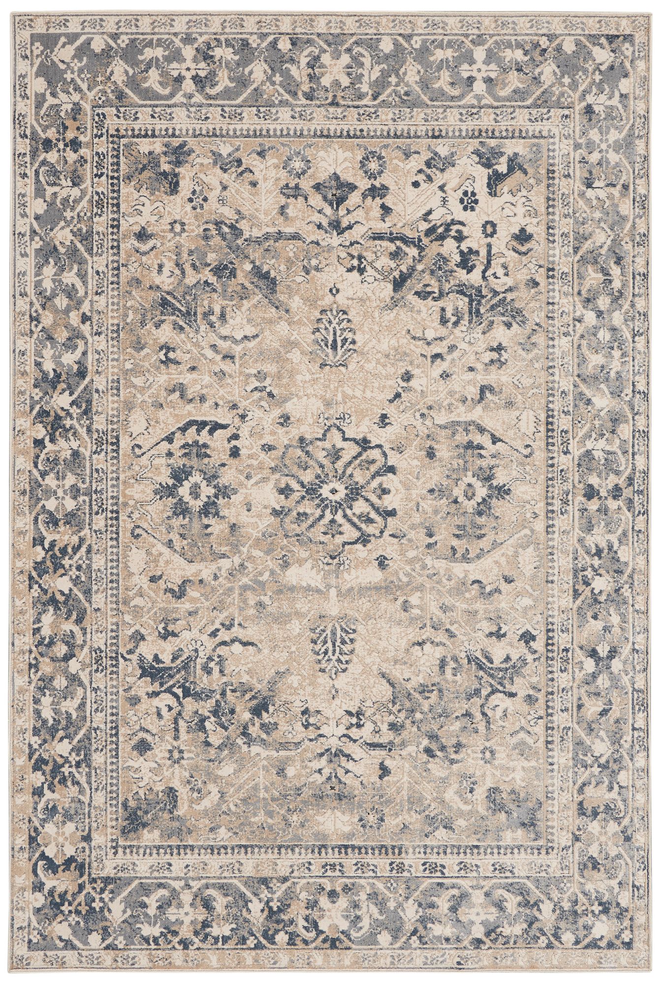 Nourison Malta MAI05 Ivory and Blue Area Rug 