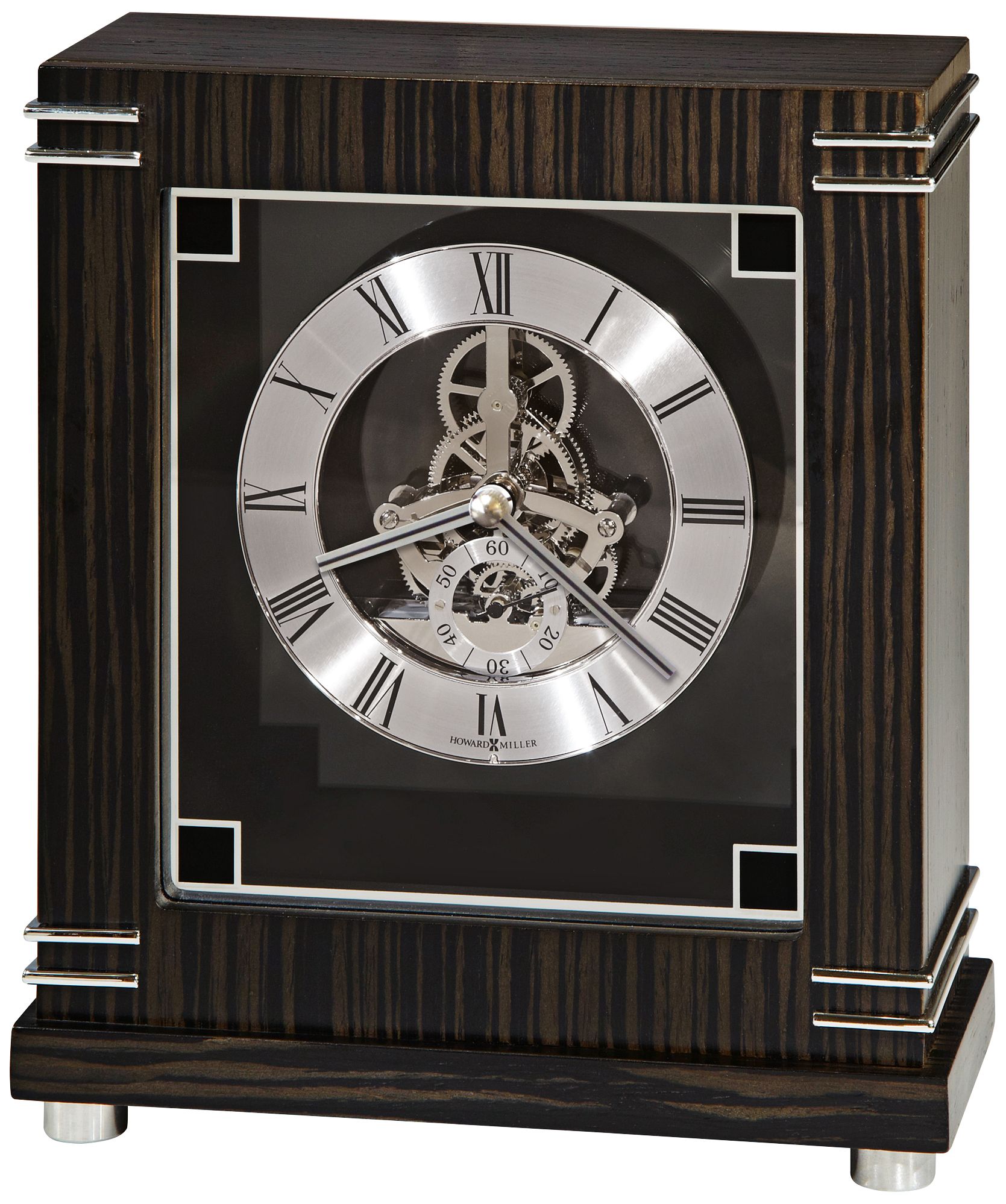 Howard Miller Batavia 9" High Macassar Ebony Mantel Clock