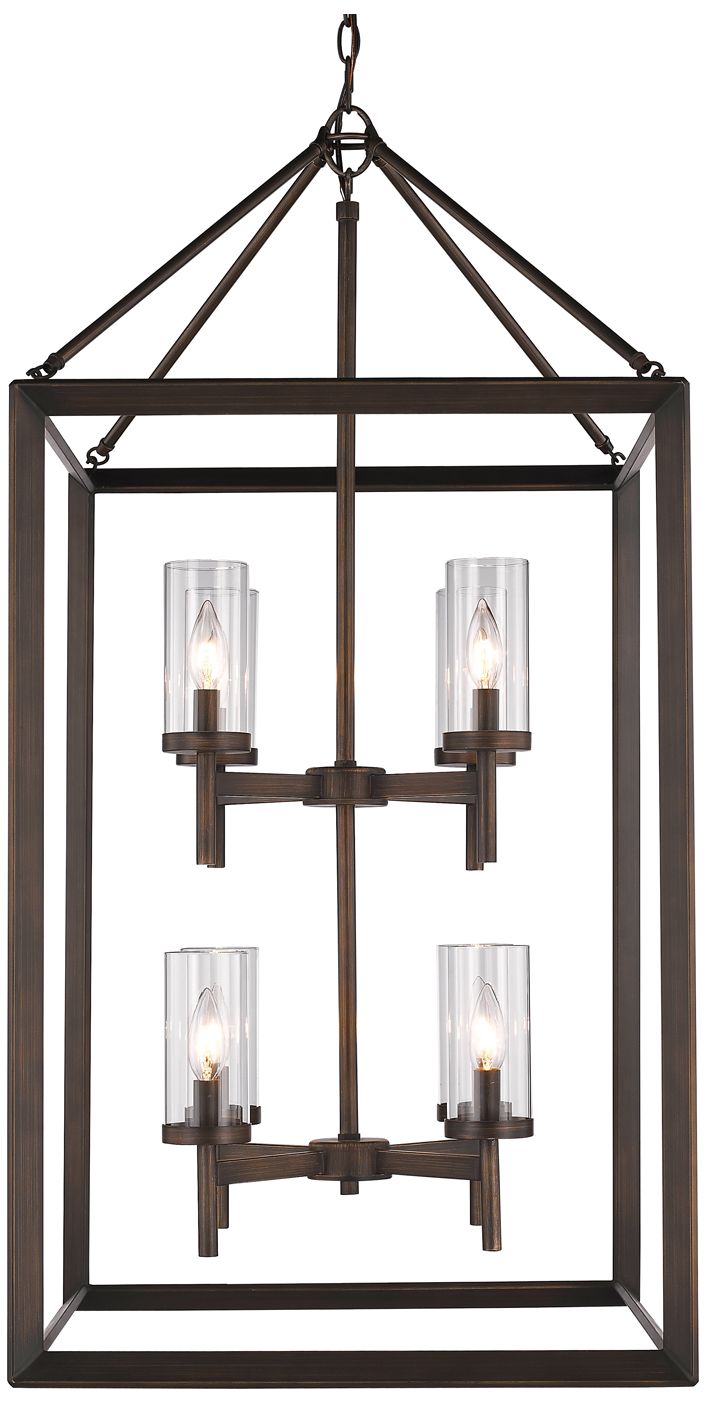 Smyth 21 W Gunmetal Bronze Open Cage Large Foyer Pendant 13g56