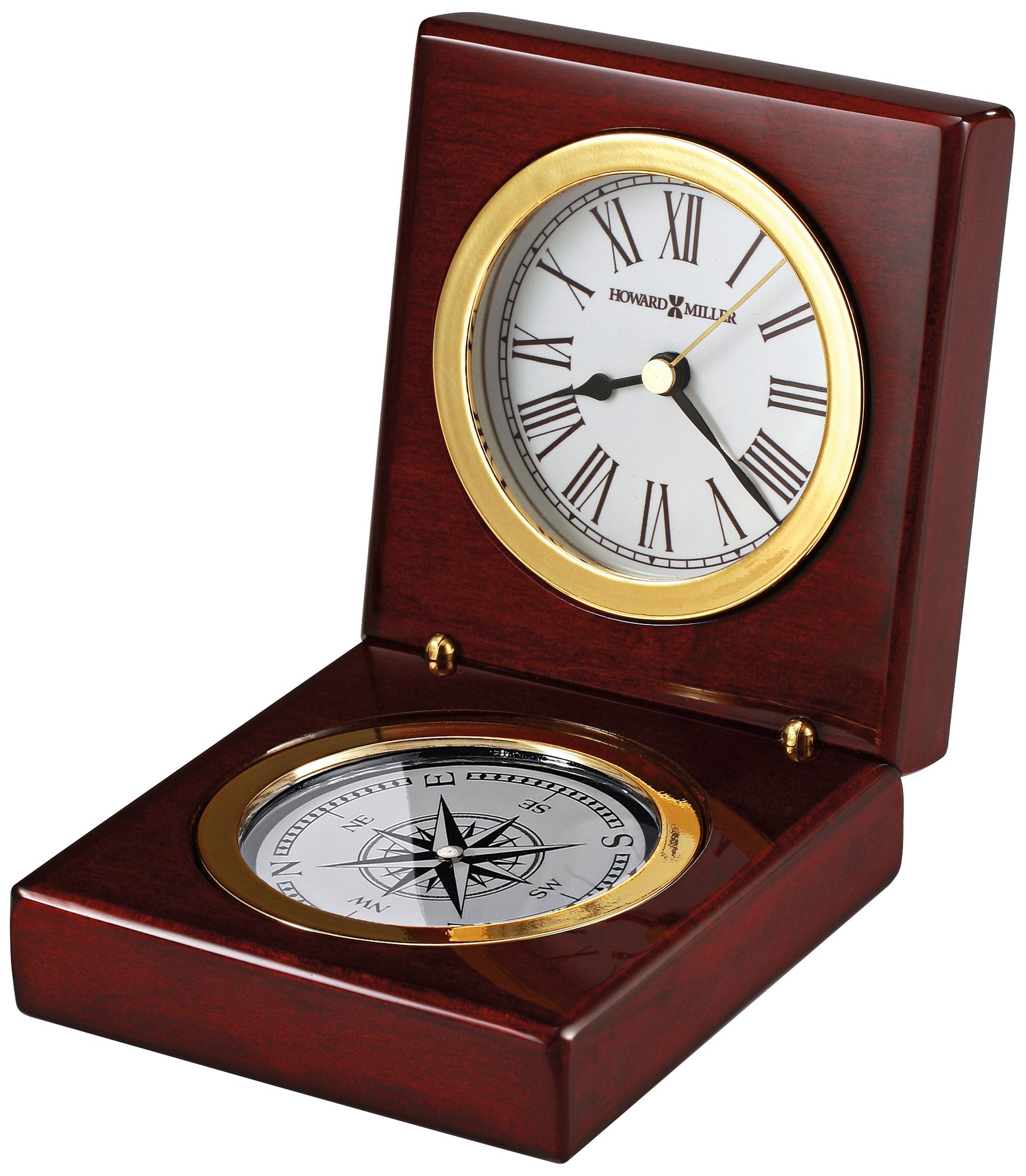 Howard Miller Pursuit 4 1/2"H Rosewood Hall Compass Clock