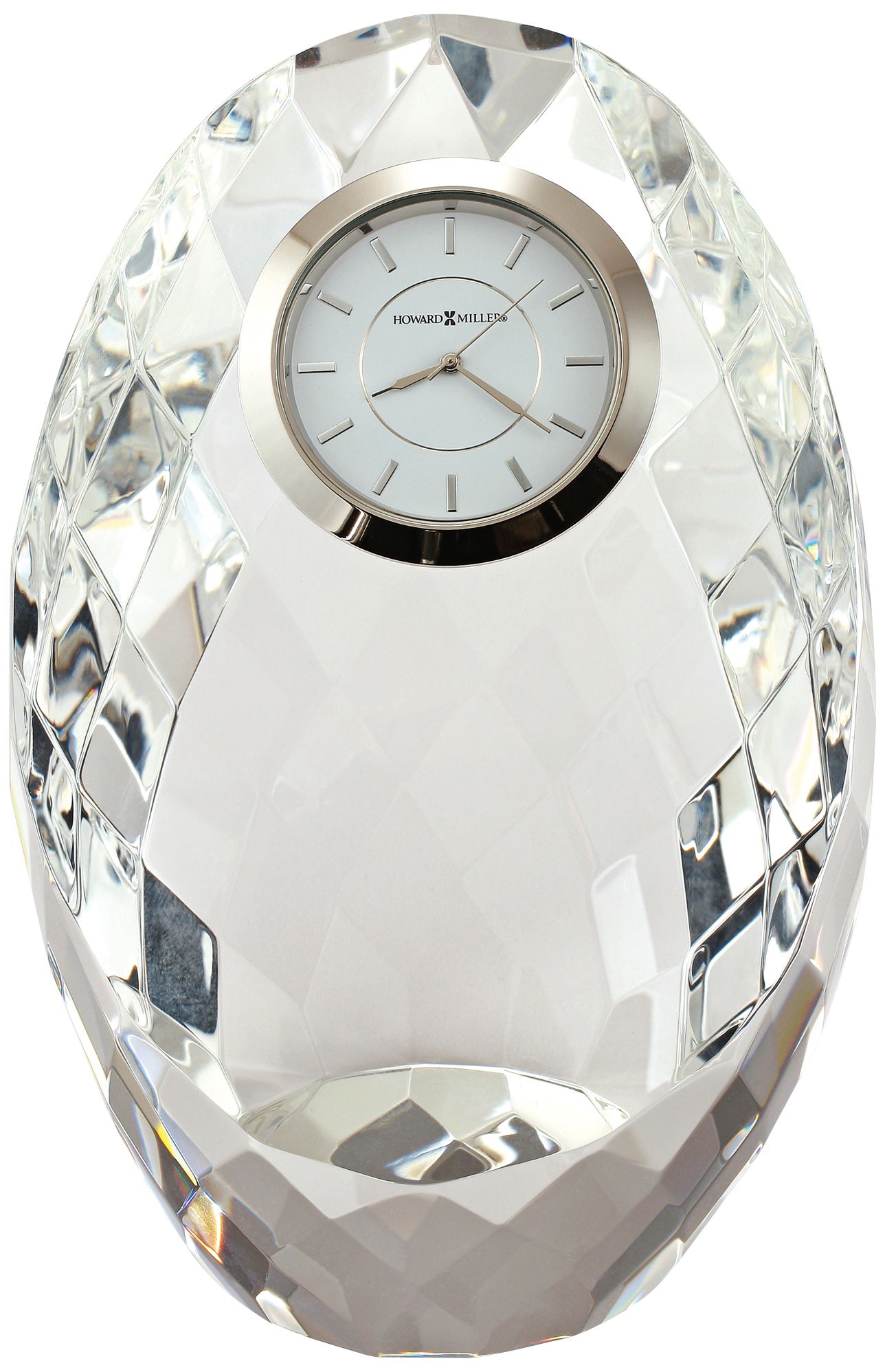 Howard Miller Rhapsody 5" High Faceted Crystal Egg Clock