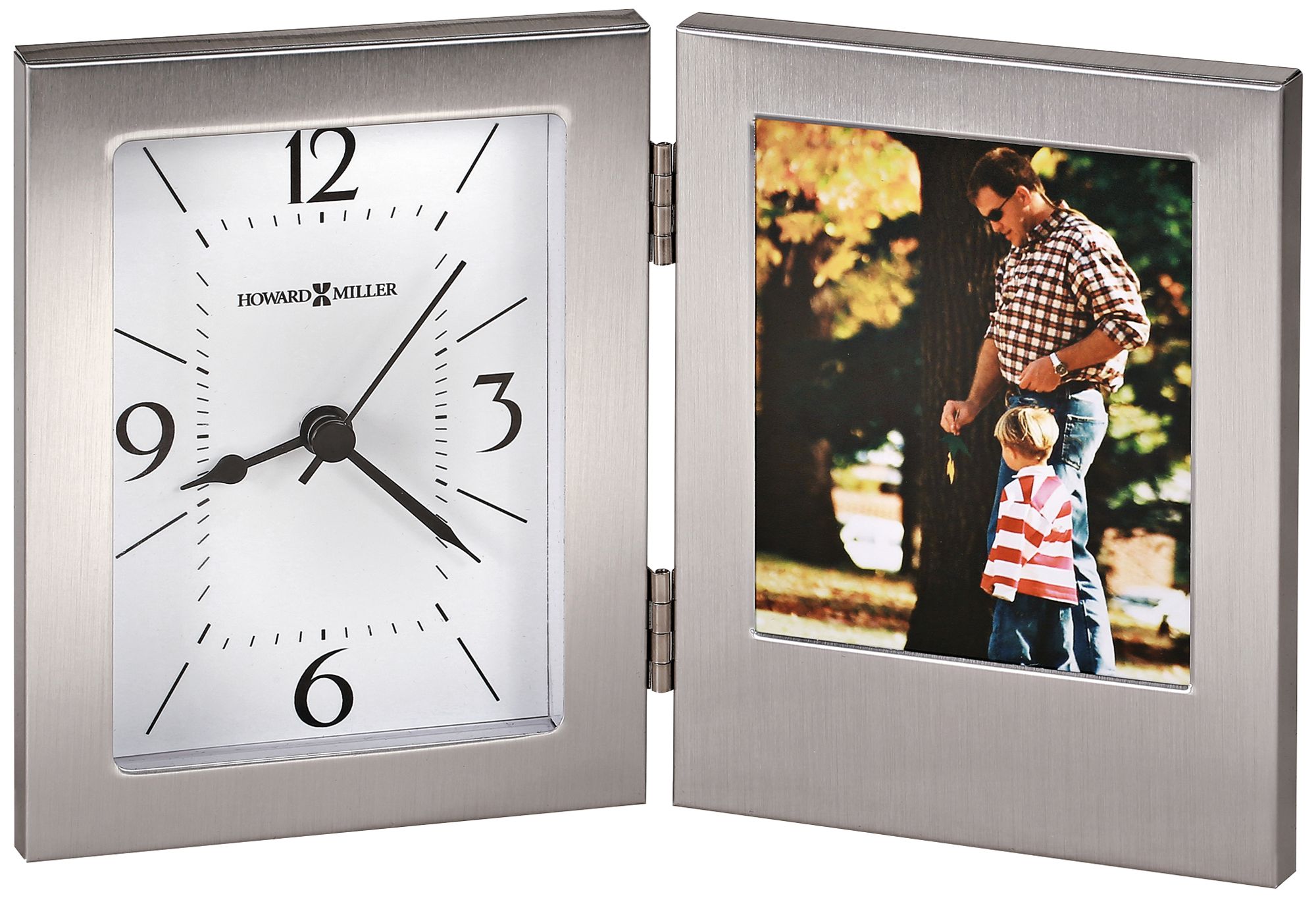 Howard Miller Envision 8" Wide Hinged Aluminum Photo Clock