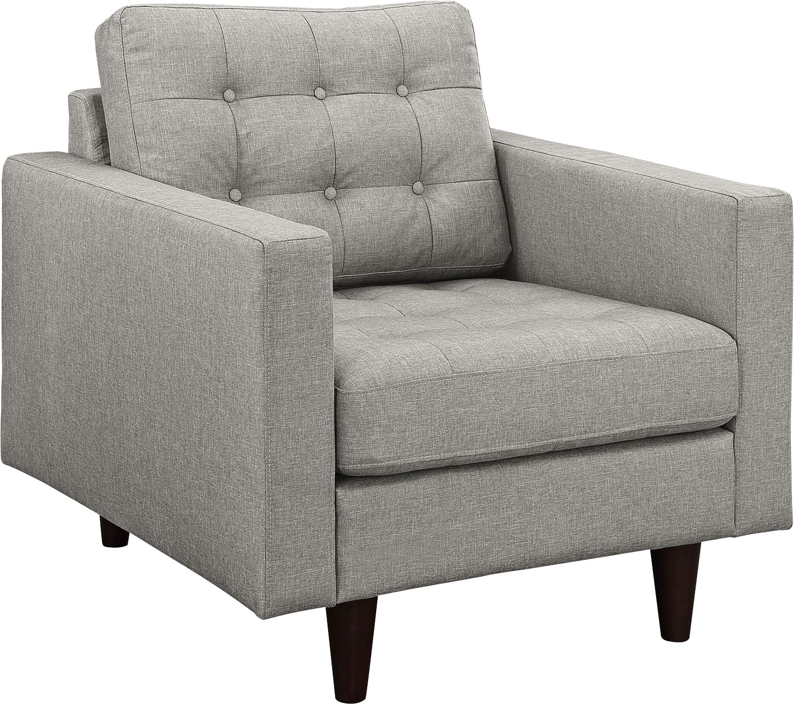 Empress Light Gray Fabric Tufted Armchair