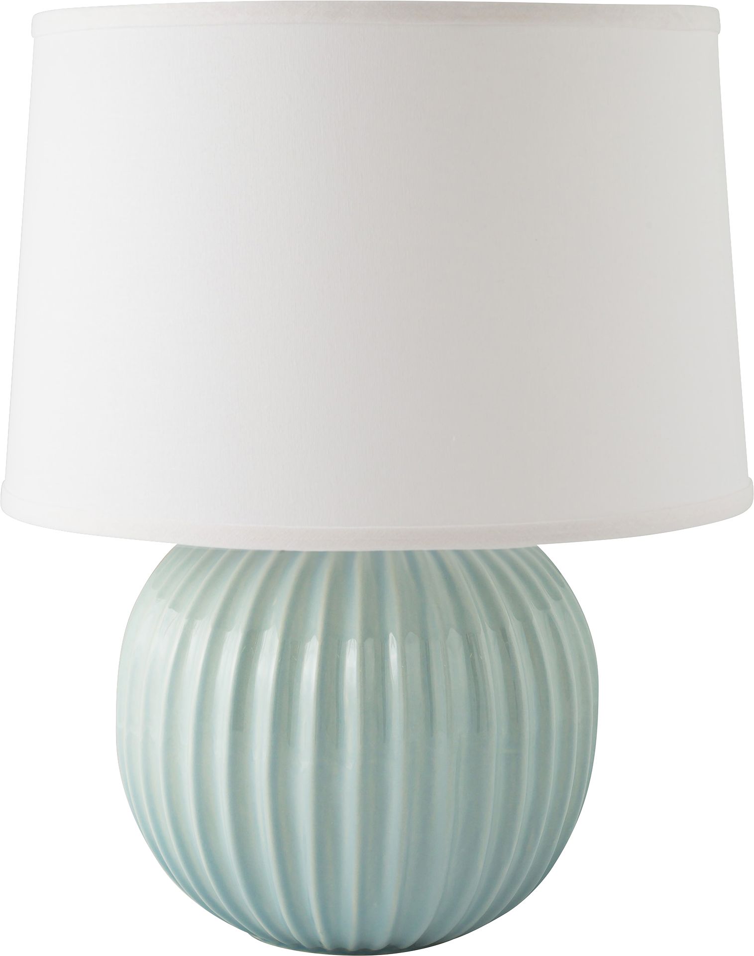RiverCeramic Fluted Round Gloss Mist Gray Table Lamp