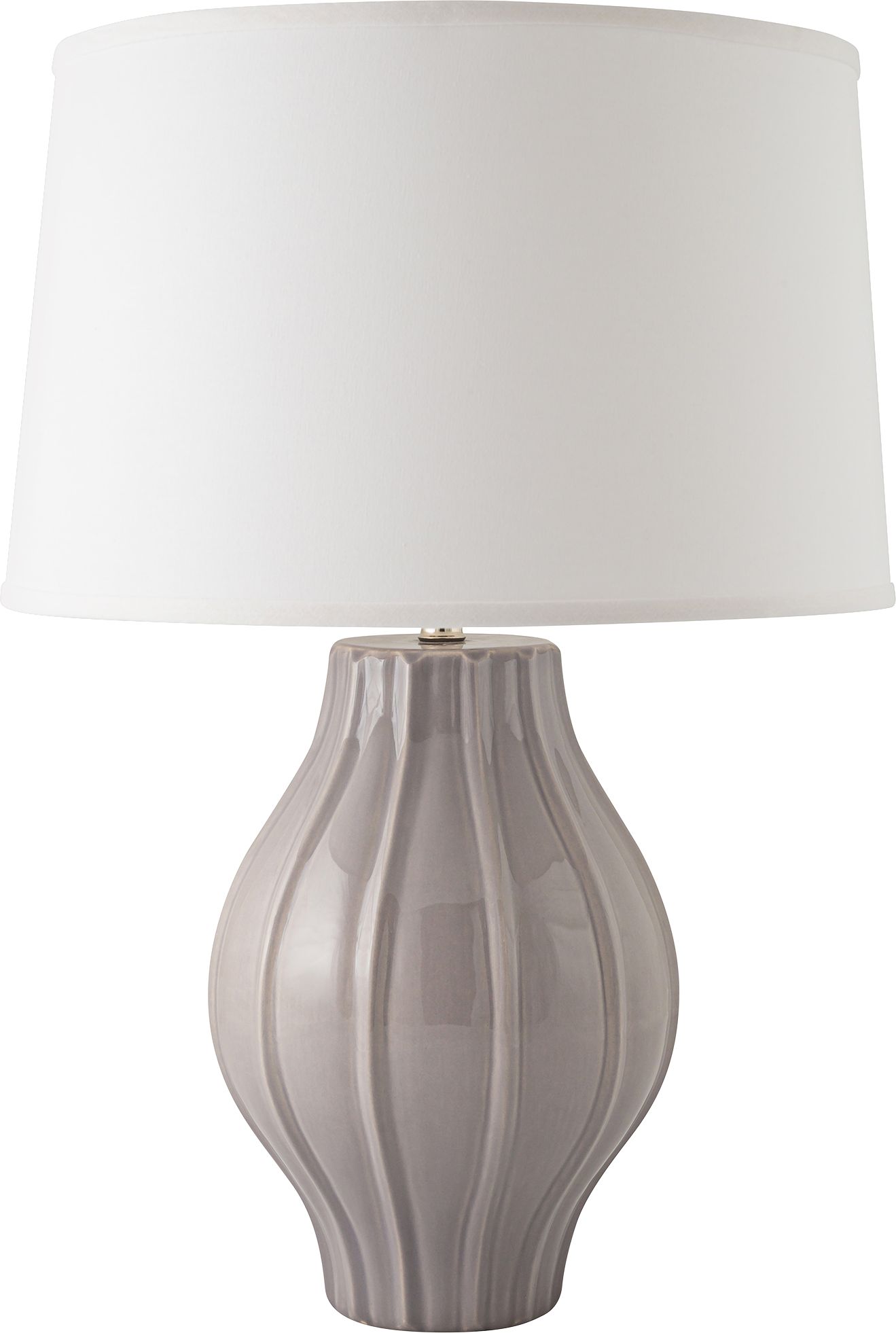 RiverCeramic Large Fluted Gloss Swanky Gray Table Lamp