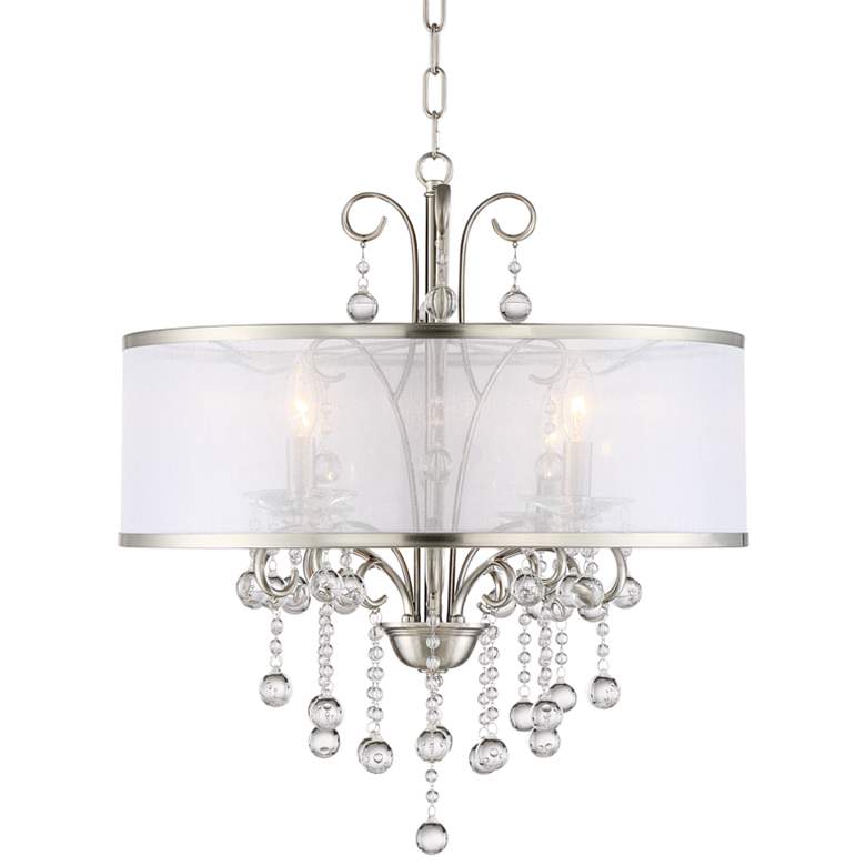 Possini Euro Perry 22&quot; Wide Bright Nickel 4-Light Chandelier