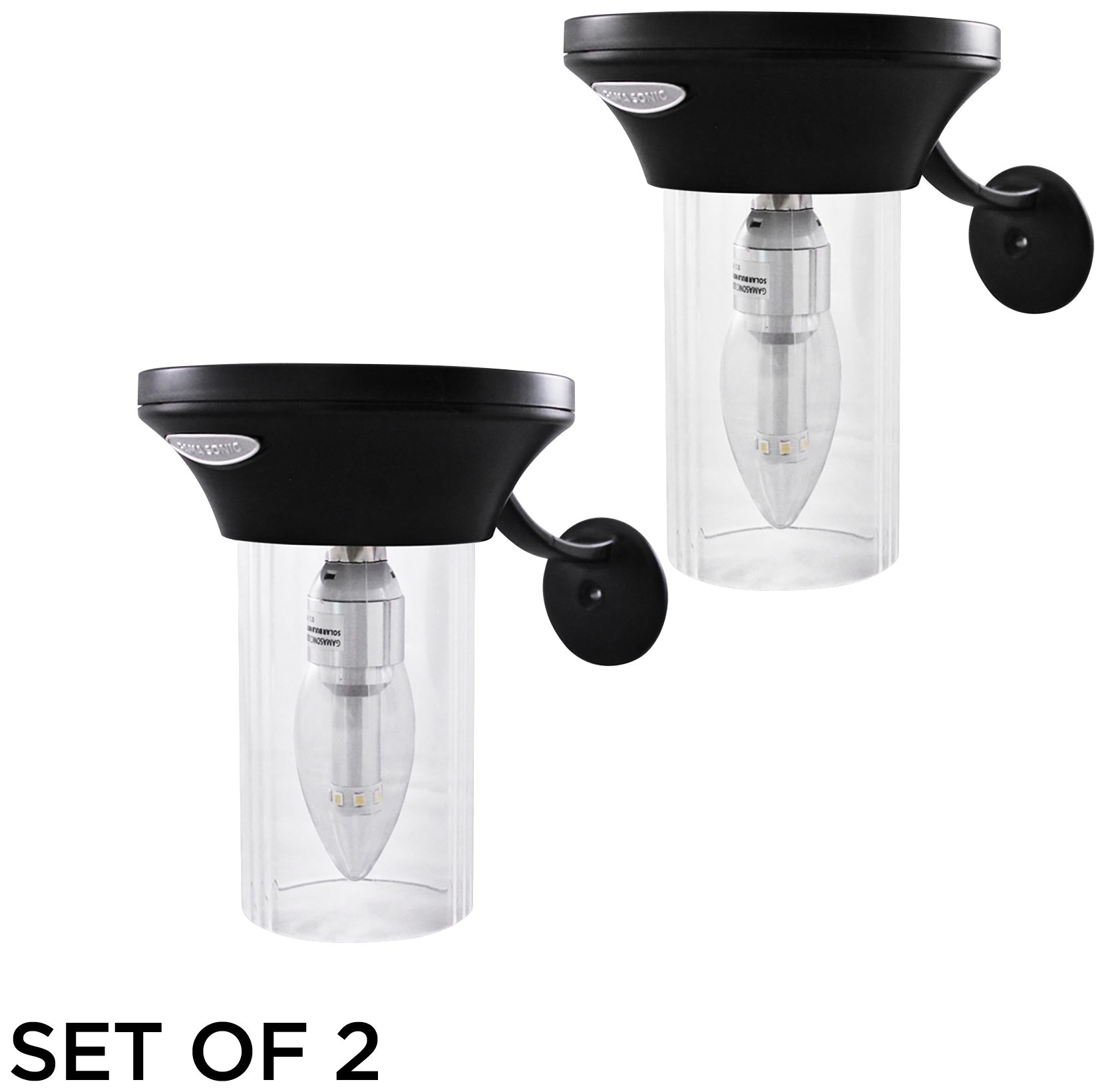 Black 5 3/4" High Solar LED Outdoor Porch Wall Light 2-Pack