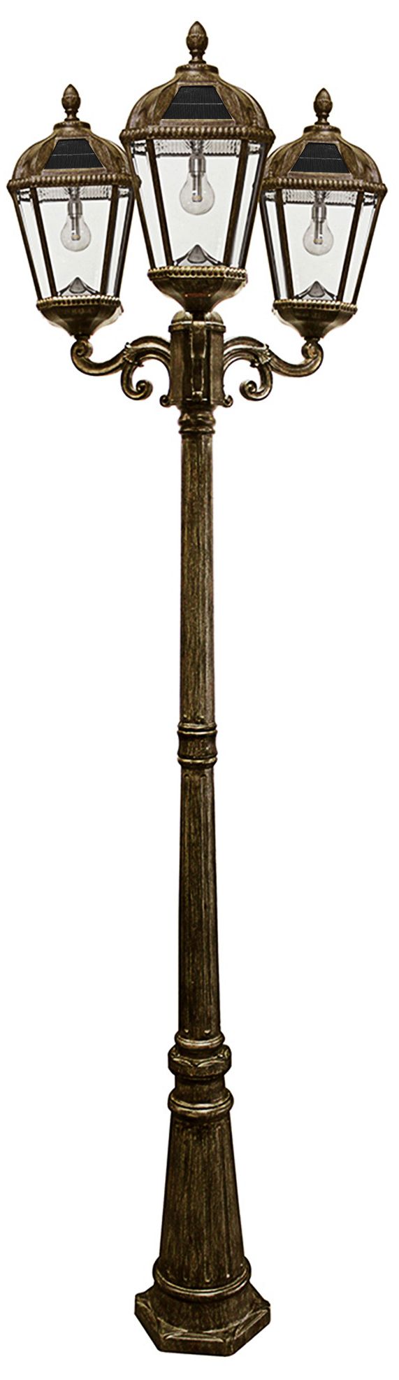 Royal Bulb 89" High Bronze 3-Lamp Solar LED Outdoor Post Light