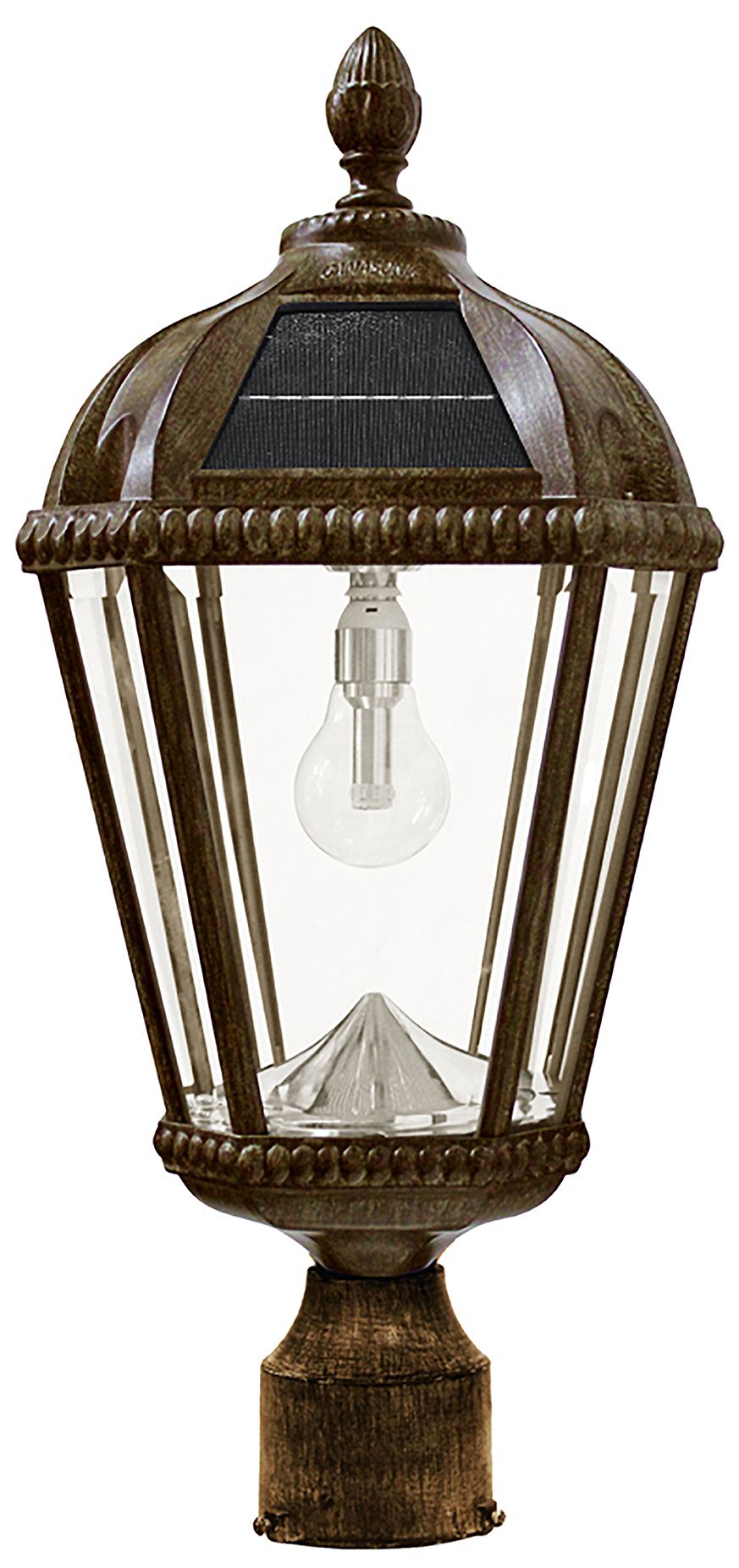 Royal Bulb 18" High Bronze Outdoor Solar LED Post-Mount Lamp