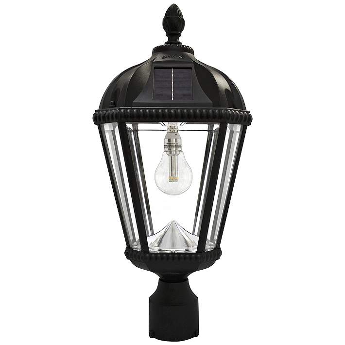 Royal Bulb 18 H Black Solar Led Outdoor Pier Mount Lamp