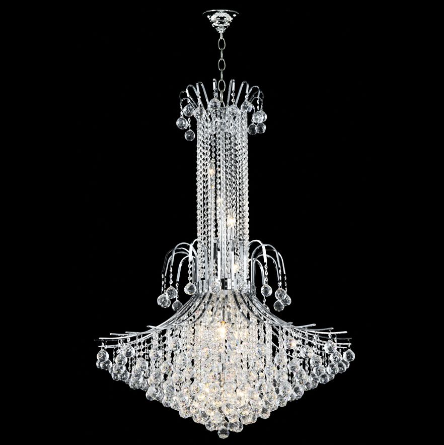 James Moder Cascade 36" Wide Silver Entry Crystal Chandelier
