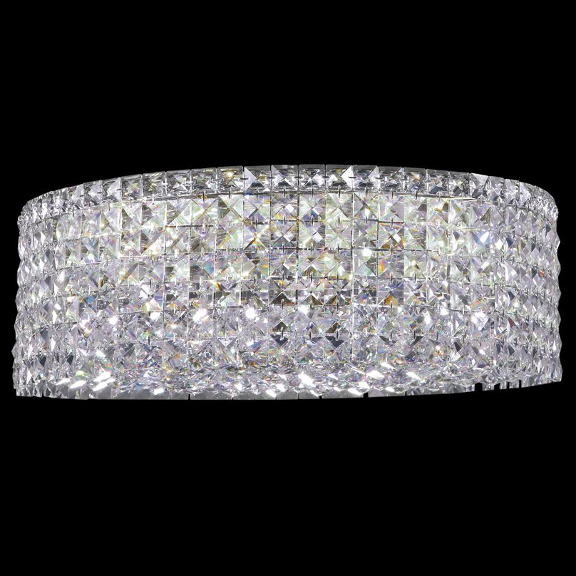 Contemporary 20 Wide Silver Round Crystal Ceiling Light
