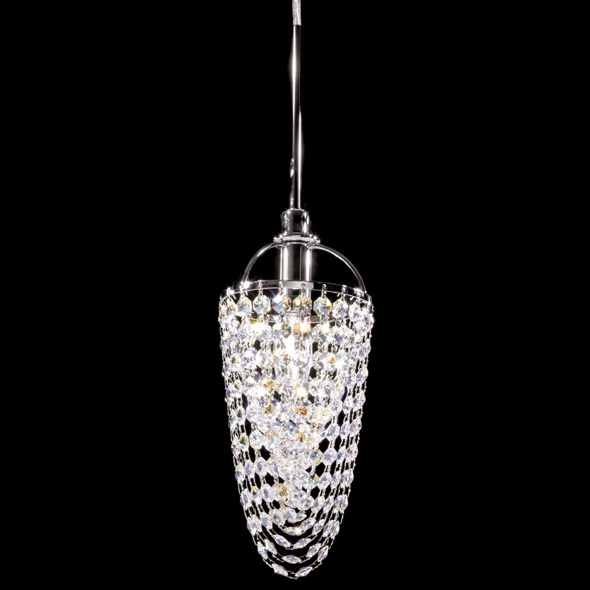 Contemporary 5" Wide Silver Crystal Basket Mini Pendant