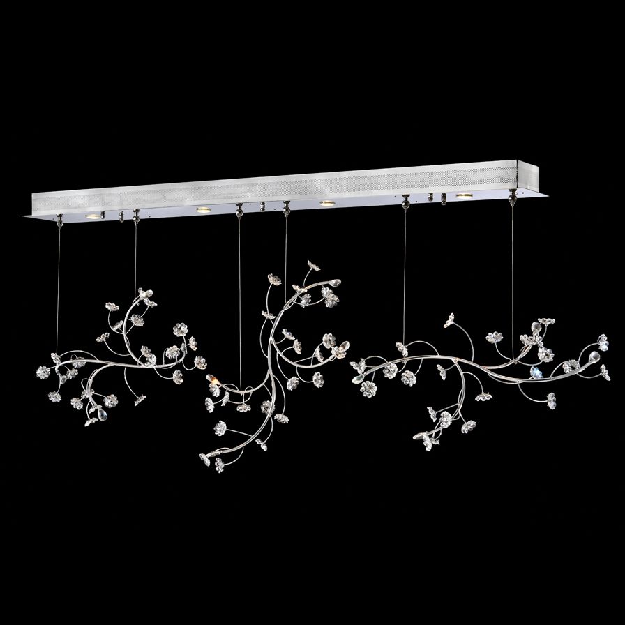 Crystal Rain 83" Wide Silver Kitchen Island Light Chandelier