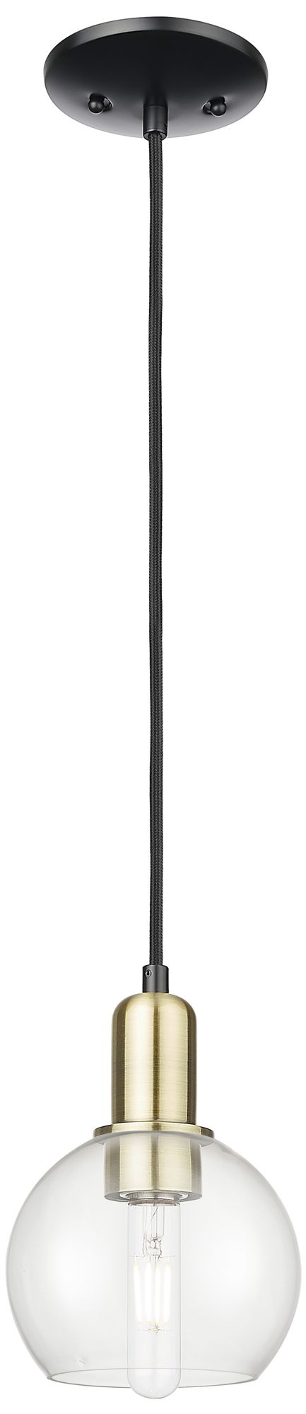 Innovations Lighting Arcadia Athens 6"w Black Brass Cord Hung Mini Pendant W/ Clear Shade