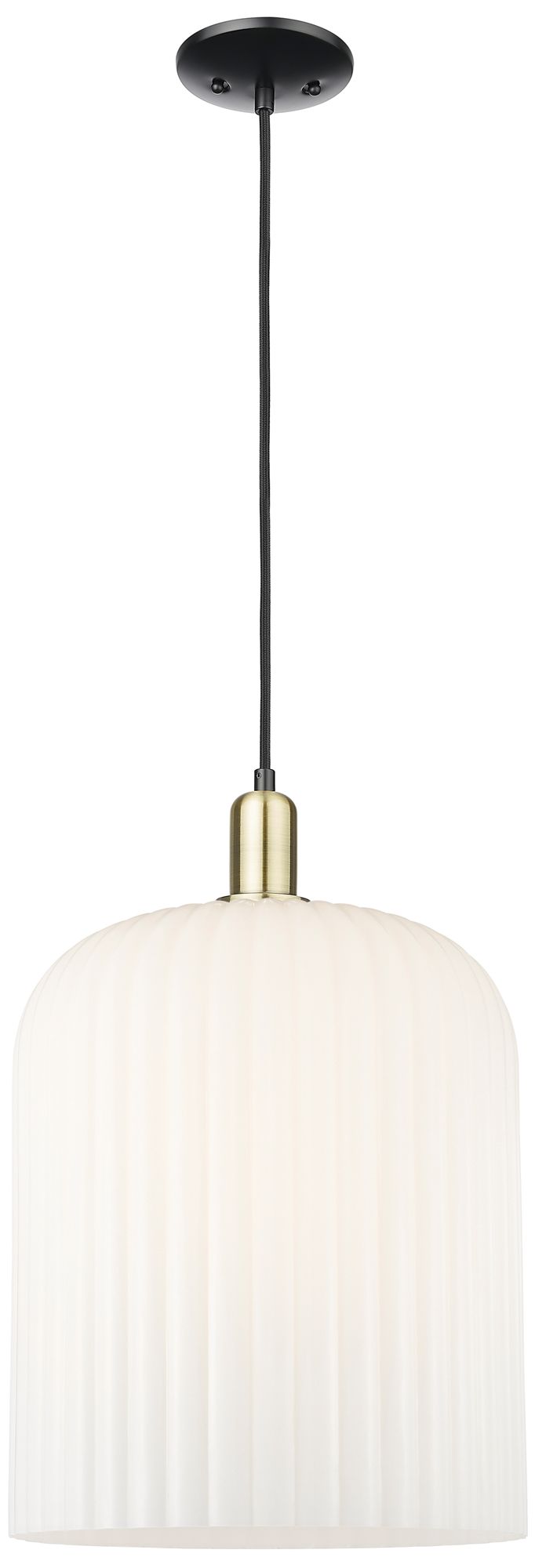 Innovations Lighting Bridal Veil 12"w Black Brass Cord Mini Pendant With Gloss White Shade