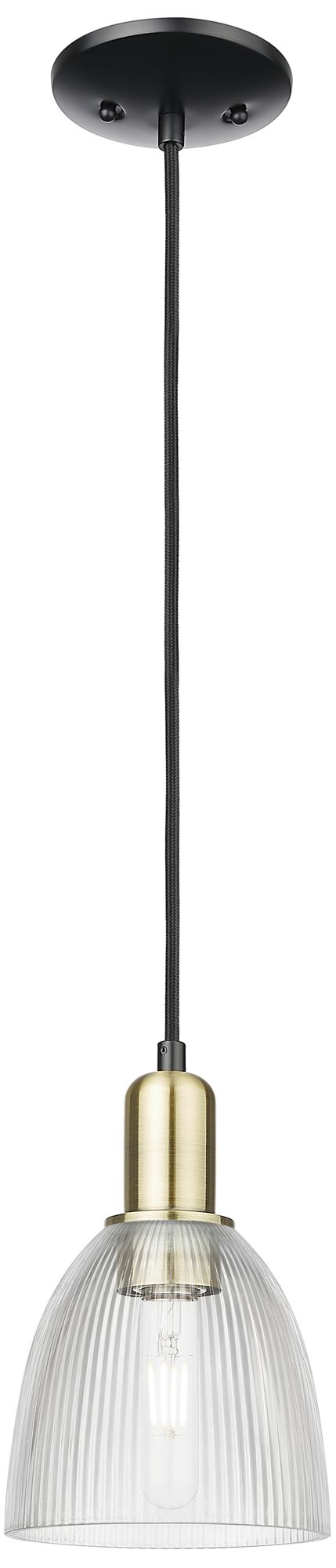 Innovations Lighting Arcadia Castile 6"w Black Brass Cord Hung Mini Pendant W/ Clear Shade