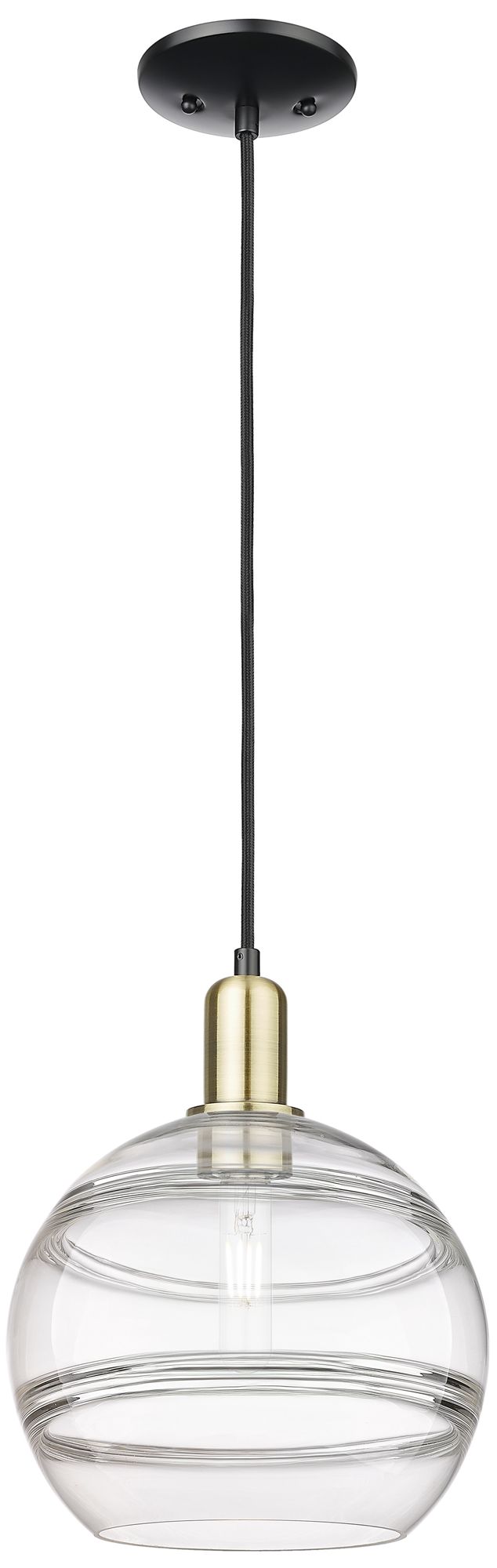 Innovations Lighting Arcadia Rochester 10"w Black Brass Cord Mini Pendant W/ Clear Shade