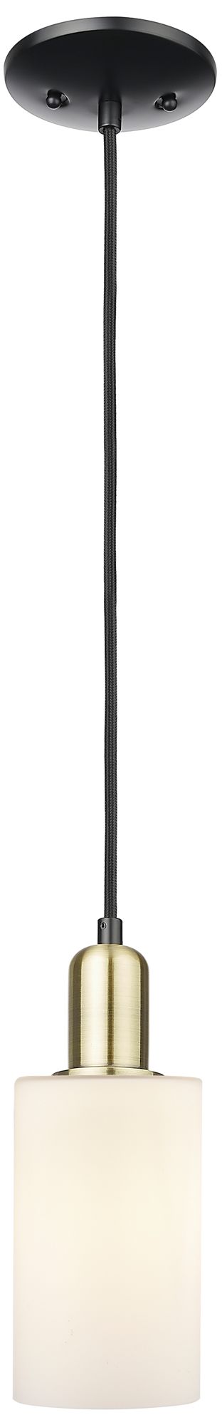 Innovations Lighting Arcadia Clymer 4"w Black Brass Cord Mini Pendant W/ Matte White Shade