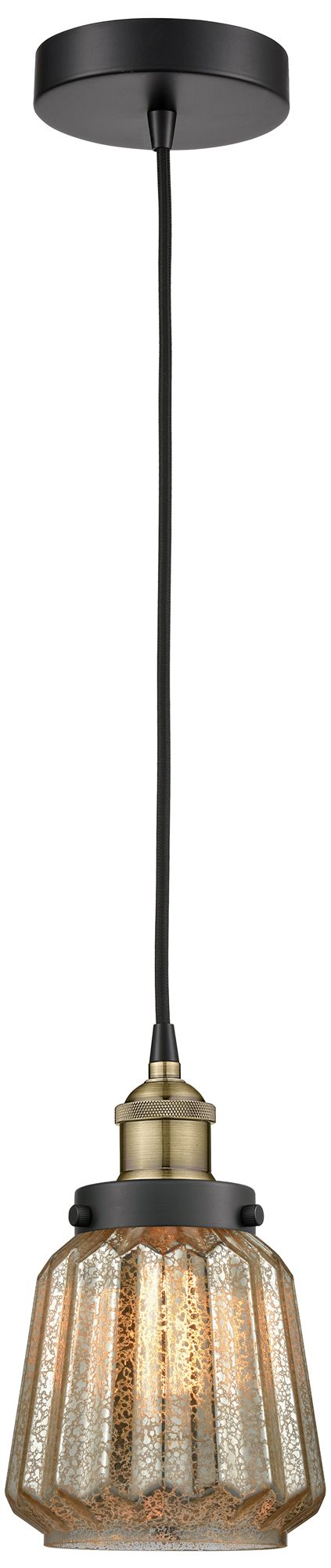 Innovations Lighting Chatham 7" Wide Black Brass Corded Mini Pendant With Mercury Shade