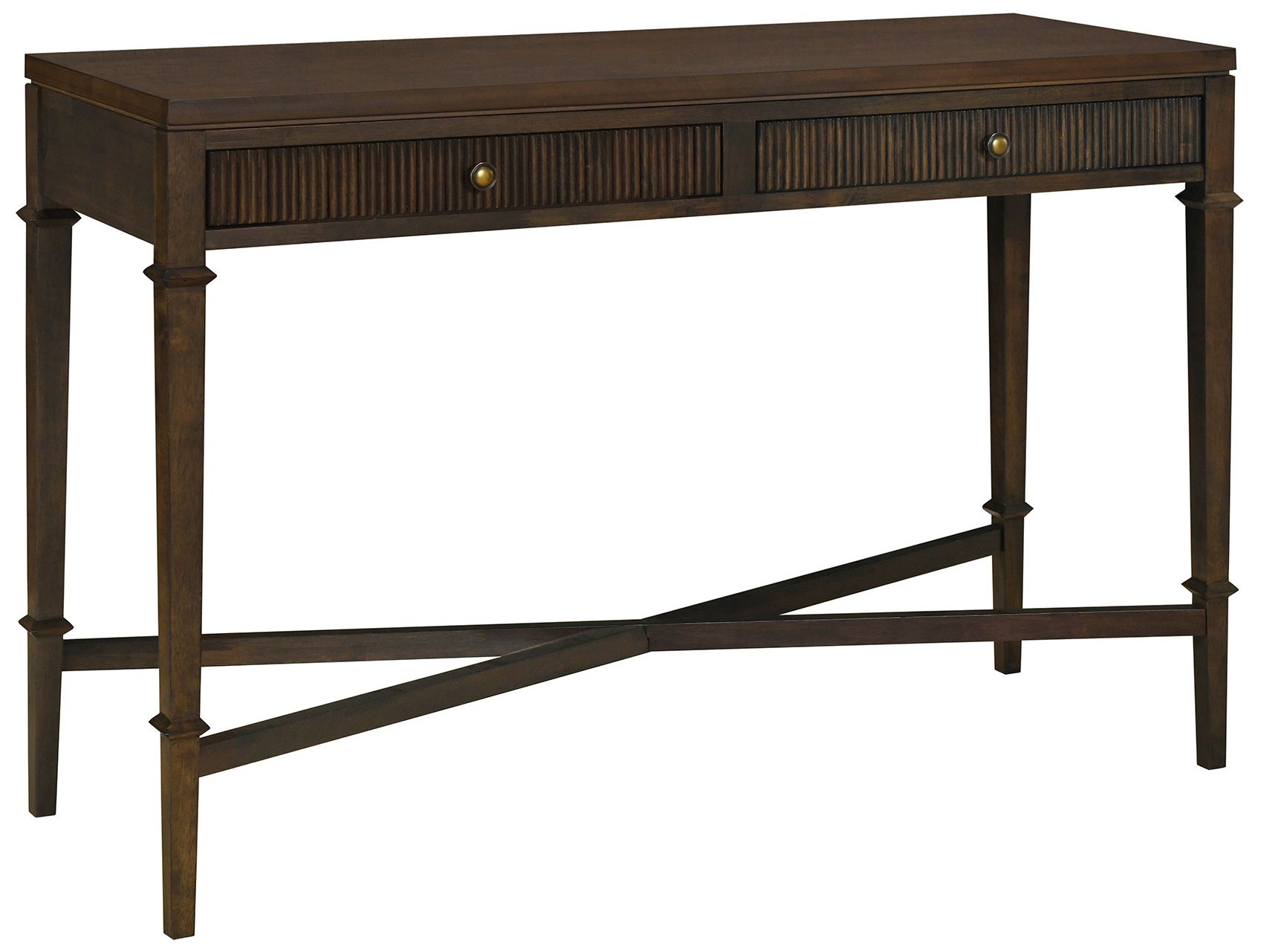 Martha Stewart Brown Kenna Fluted 2-drawer Storage Console Table
