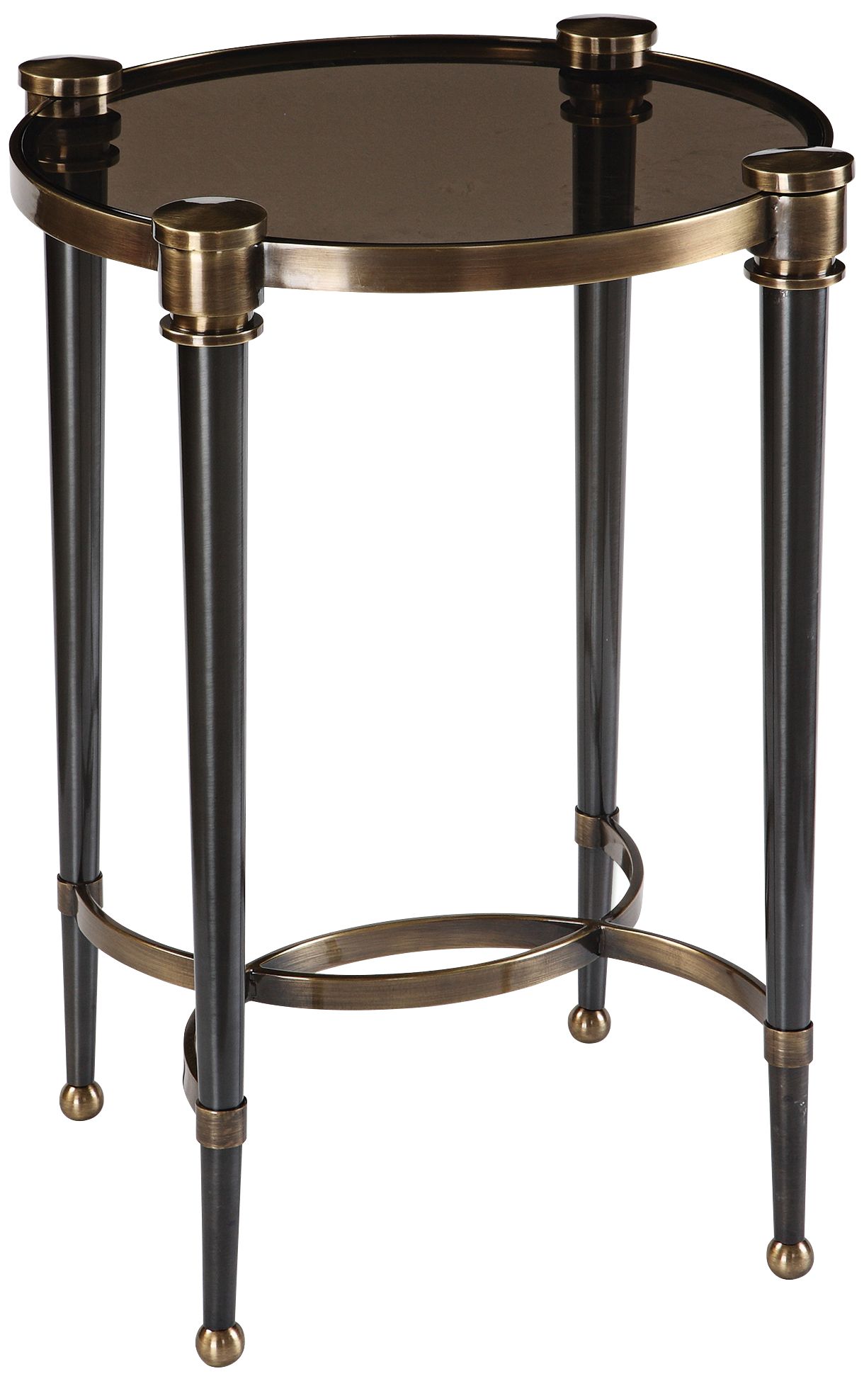 Thora 18 3/4" Wide Brushed Black and Brass Accent Table