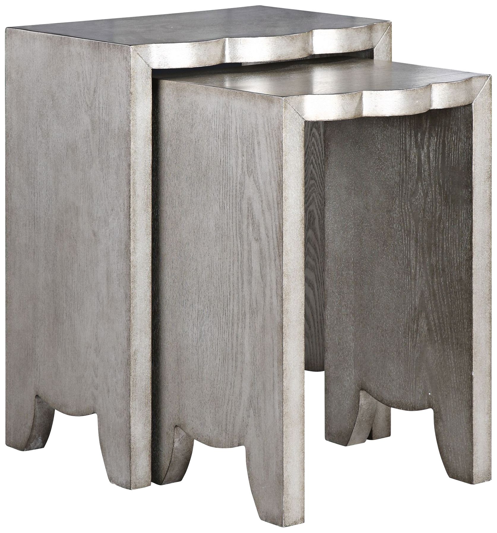 Imala 18" Wide Burnished Silver Nesting Tables - 2-Piece Set