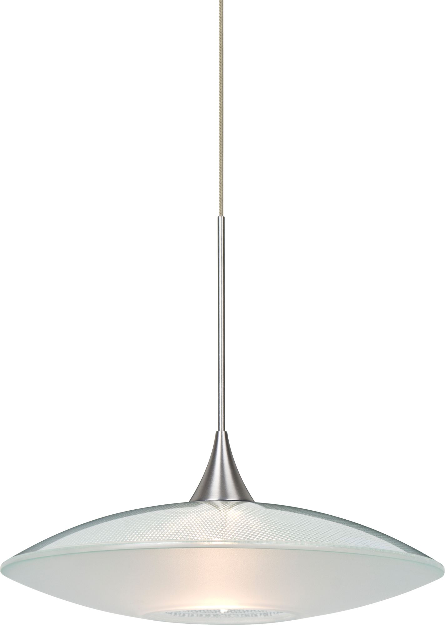 Besa Spazio 8 3/4" Wide Nickel Clear w/ Frost Glass Mini Pendant