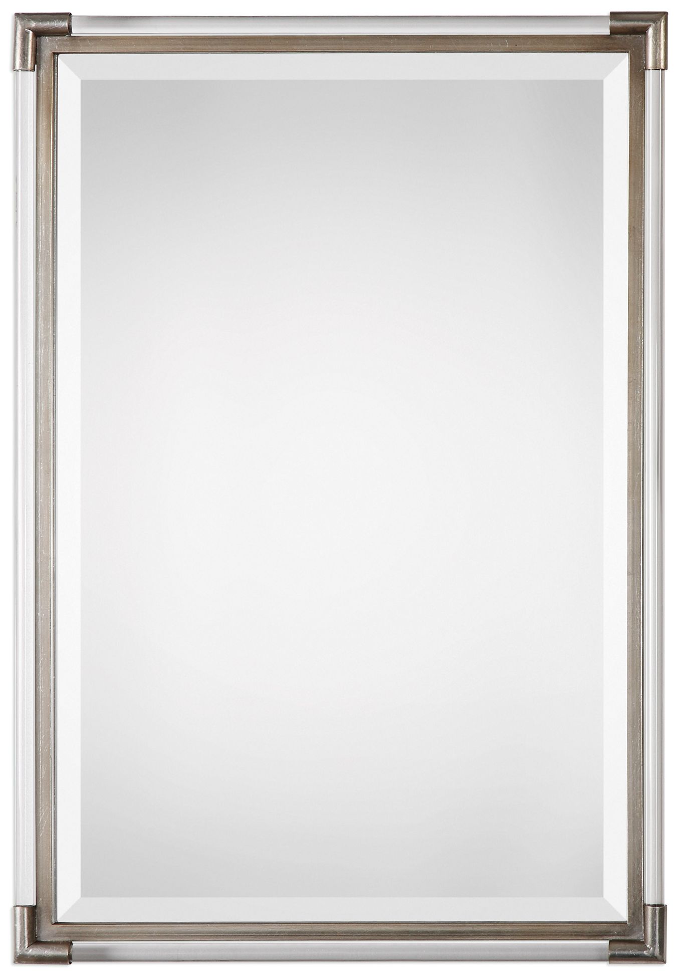 Mackai Metallic Silver Leaf 23" x 32 3/4" Wall Mirror