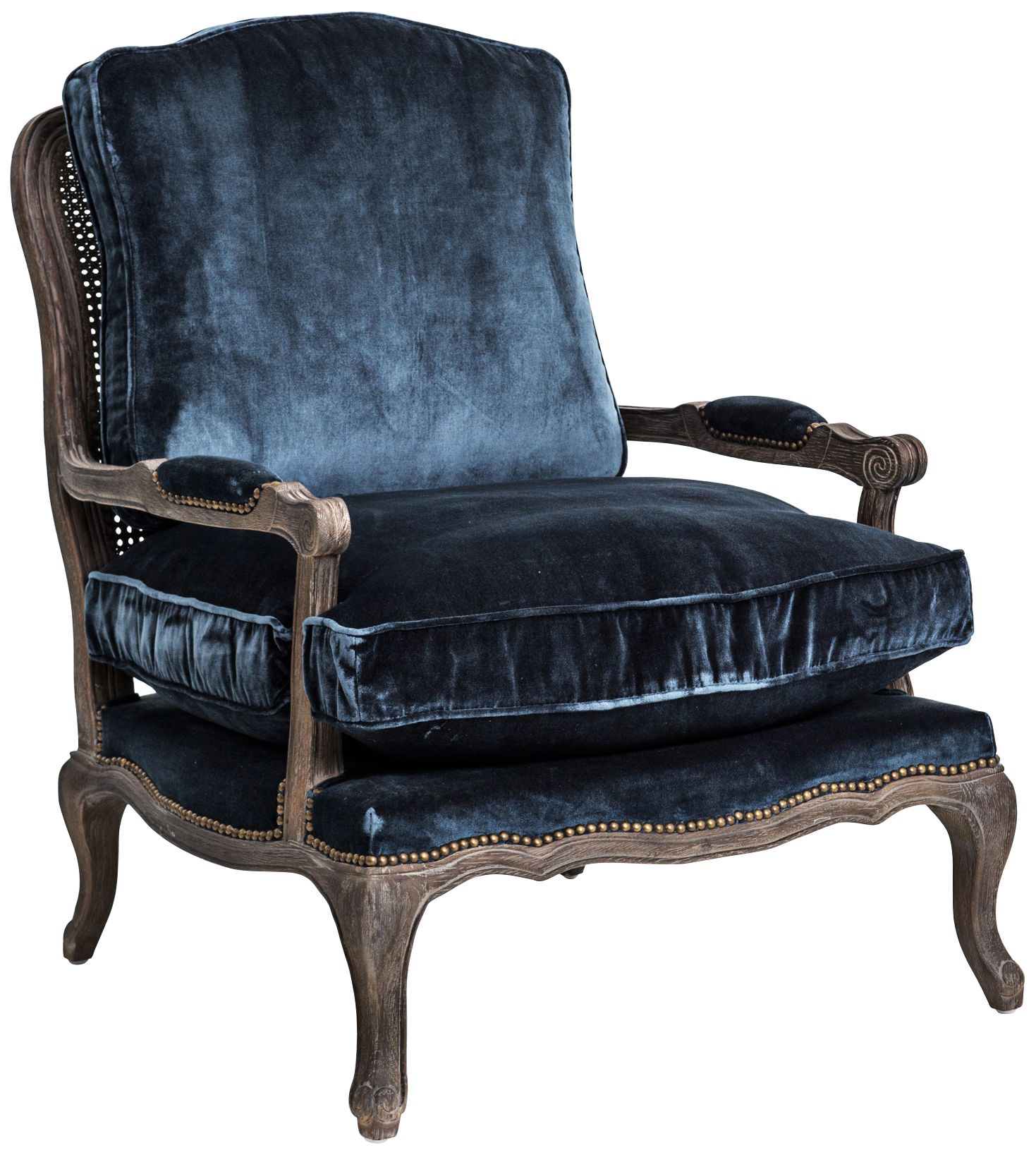 Boutique Cut Blue Pile Fabric Traditional Accent Chair