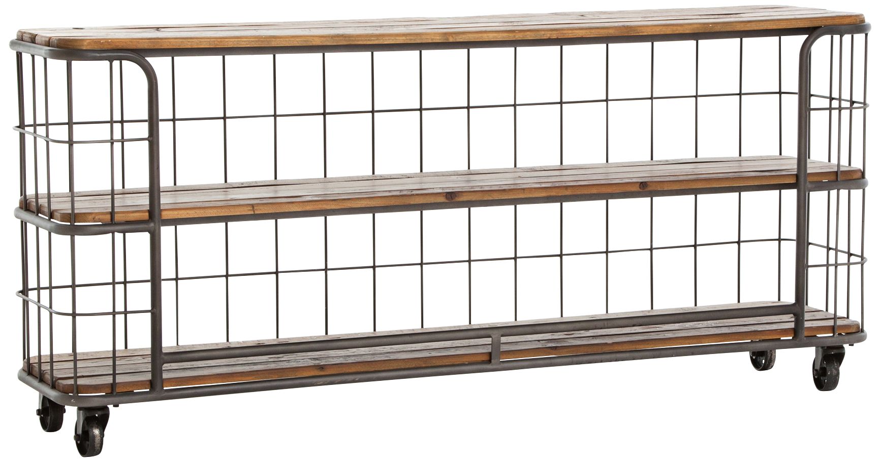 Baker 70 3/4" Wide Wire and Reclamined Wood Console Table