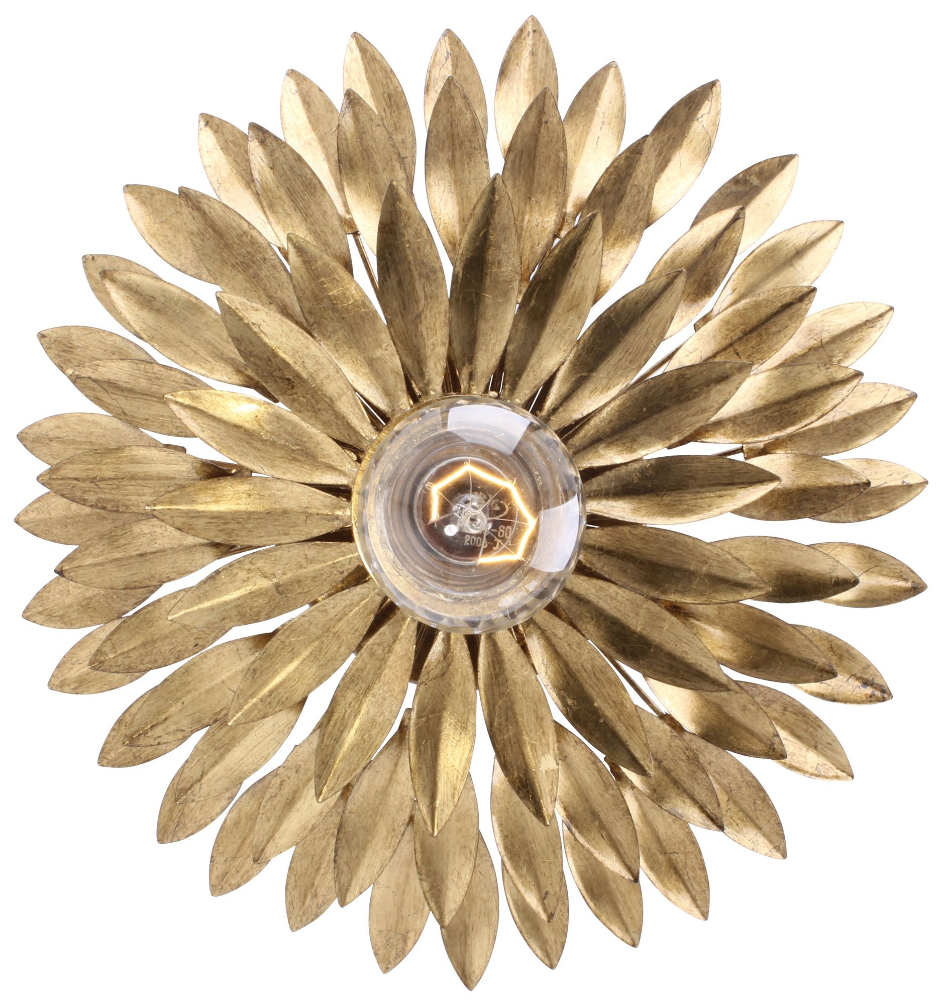 Crystorama Broche 11" Wide Leaves Antique Gold Ceiling Light