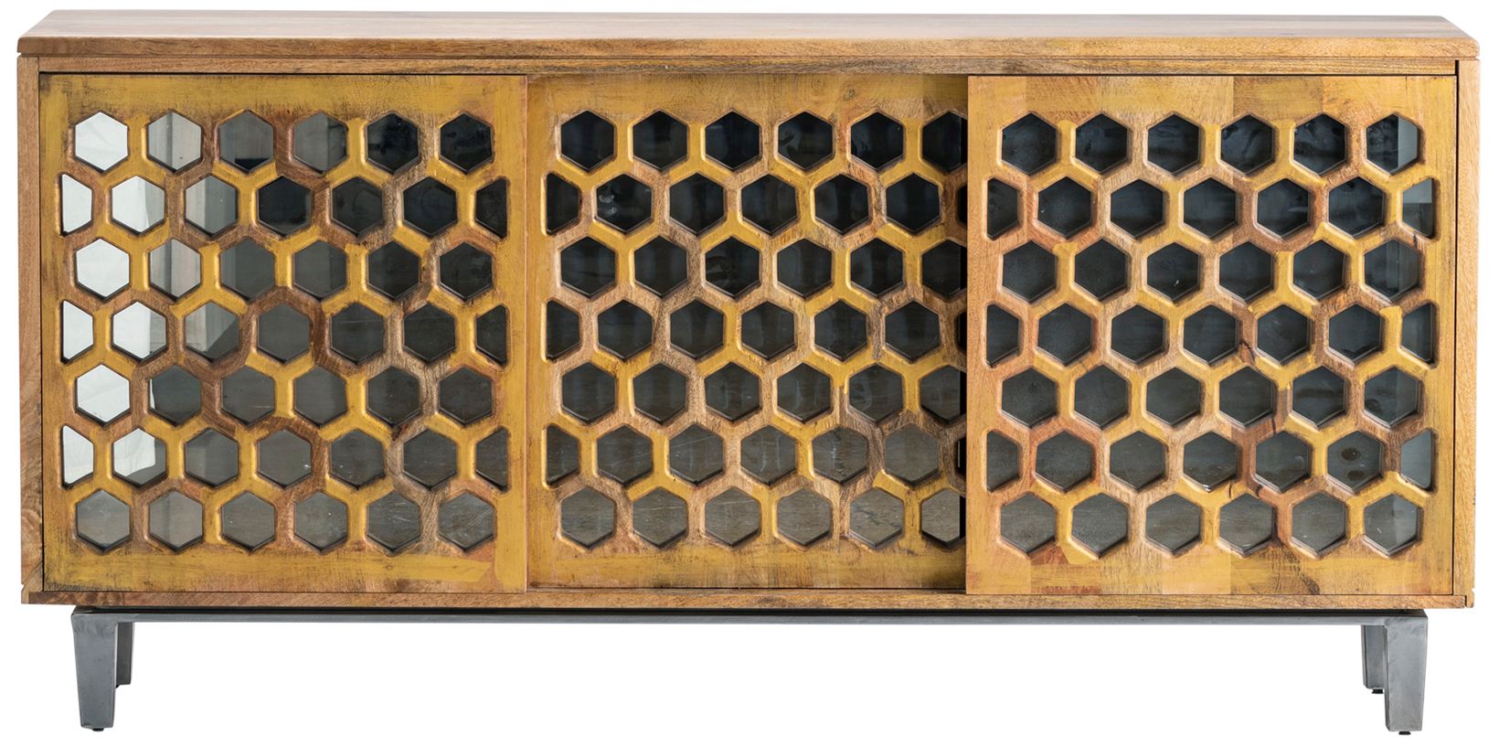 Crestview Collection Honeycomb Tan Wooden  Sideboard