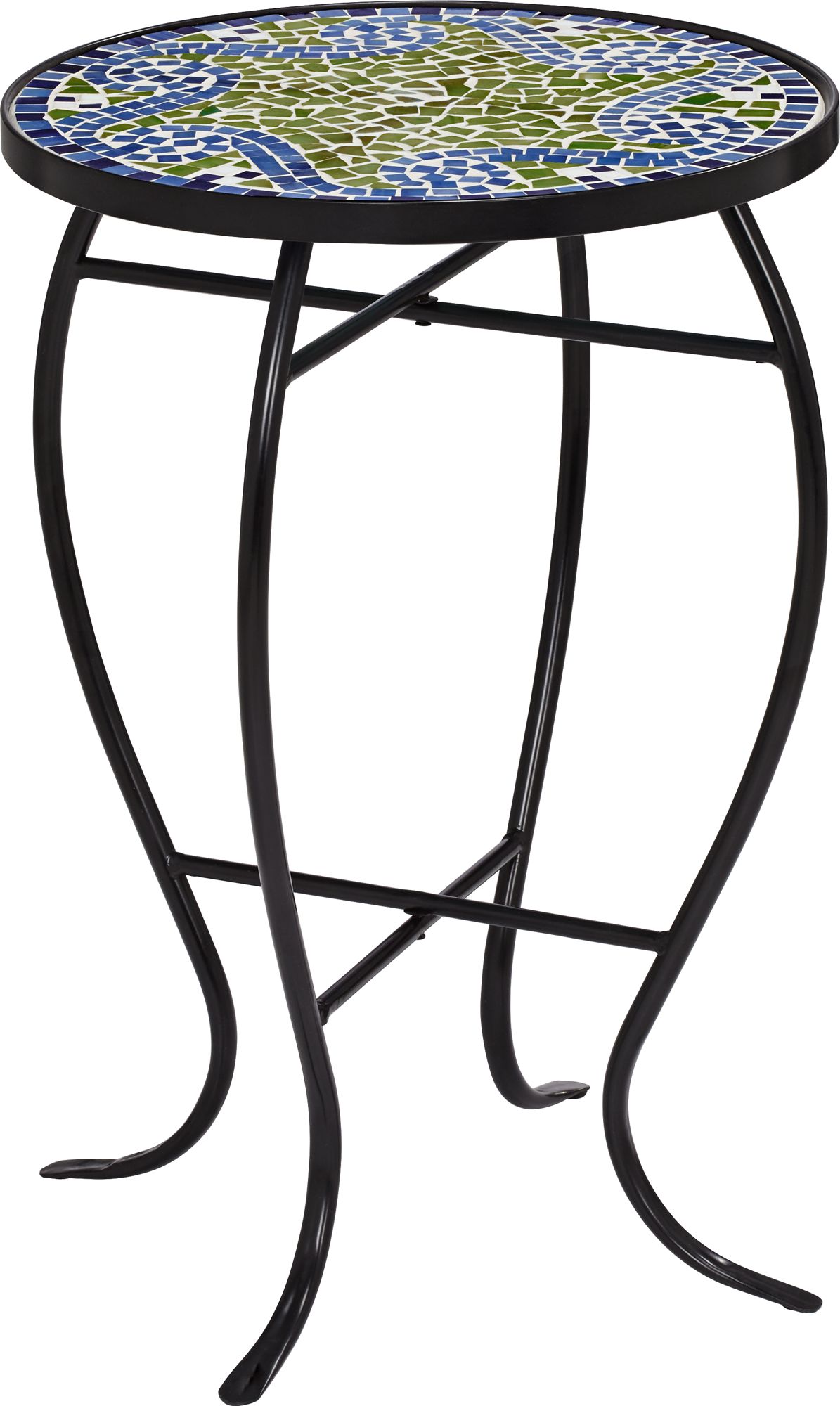 Ocean Wave Mosaic Black Iron Outdoor Accent Table 15A15 Lamps Plus