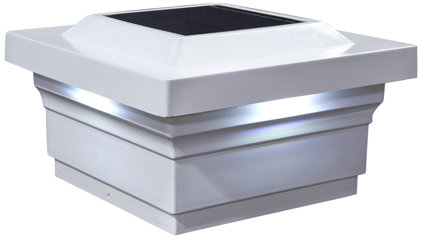 Majestic 3 3/4" High White Outdoor Solar LED Post Cap