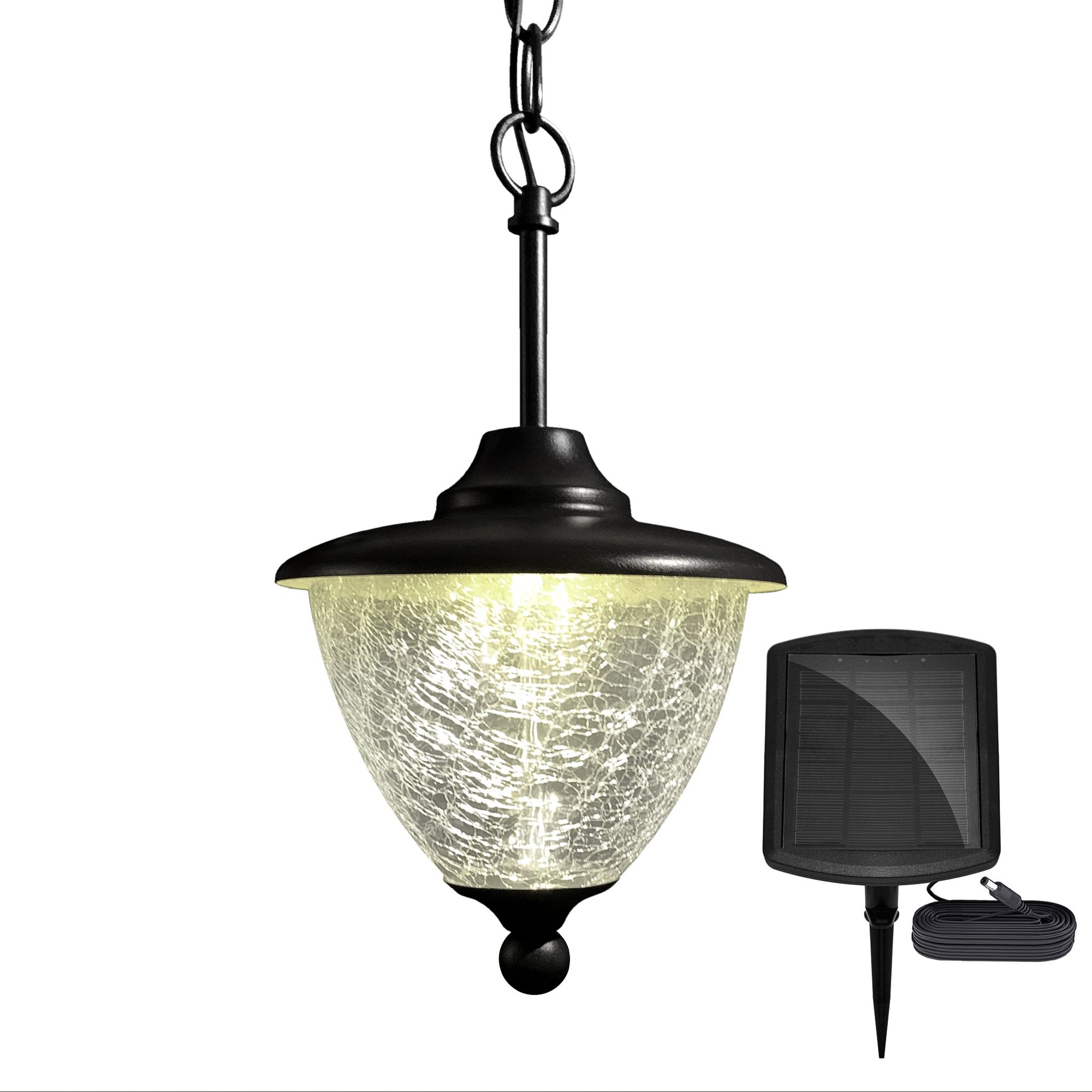Eclipse 13" High Black Outdoor Solar LED Hanging Light