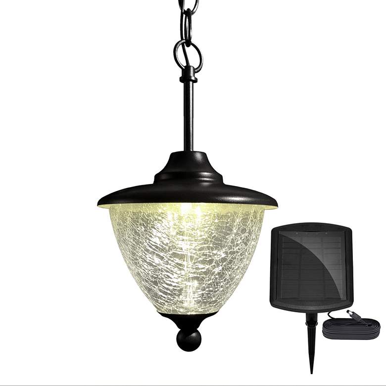 Eclipse 13&quot; High Black Outdoor Solar LED Hanging Light