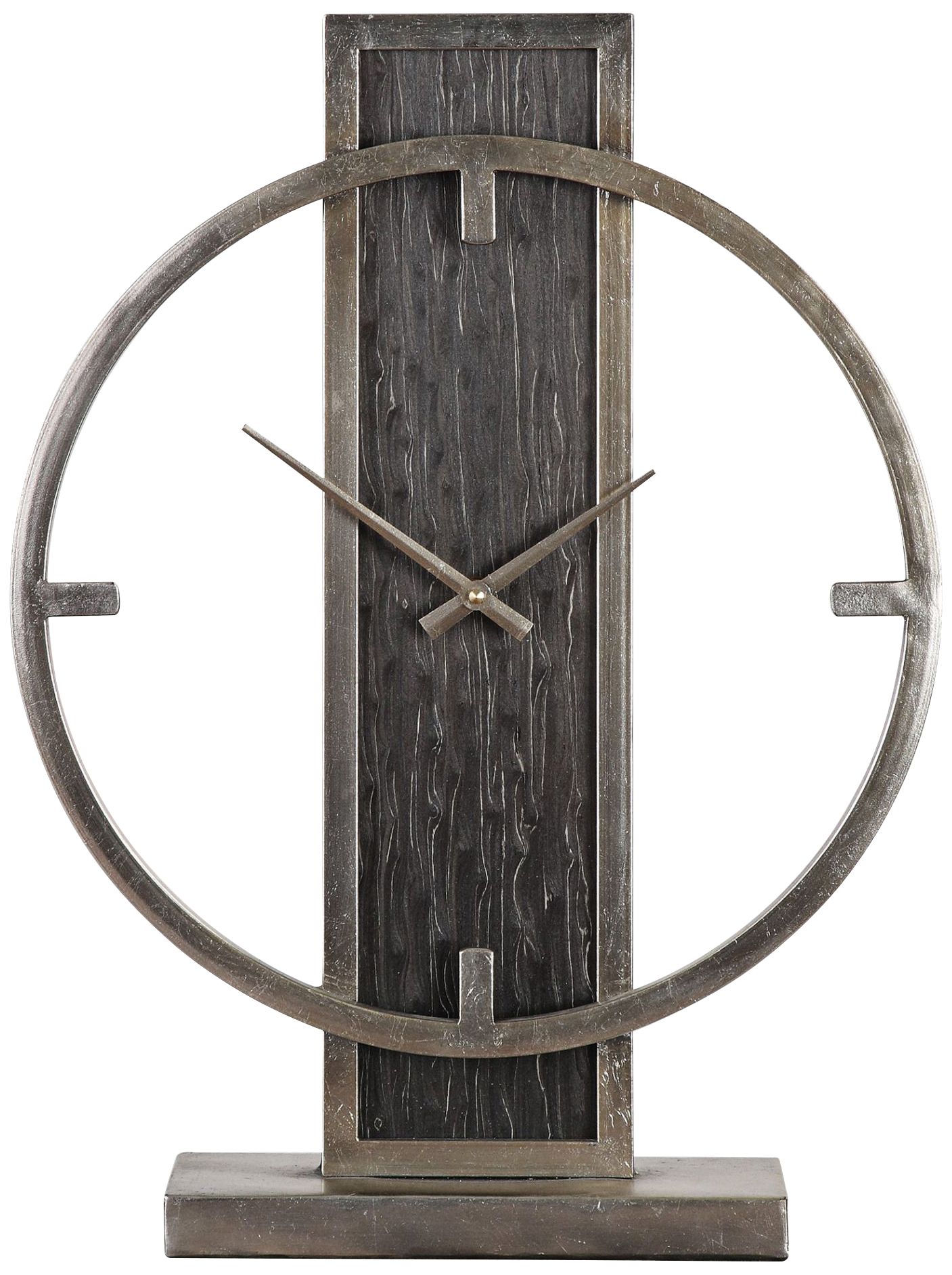Uttermost Nico Antiqued Silver Champagne 20"H Table Clock